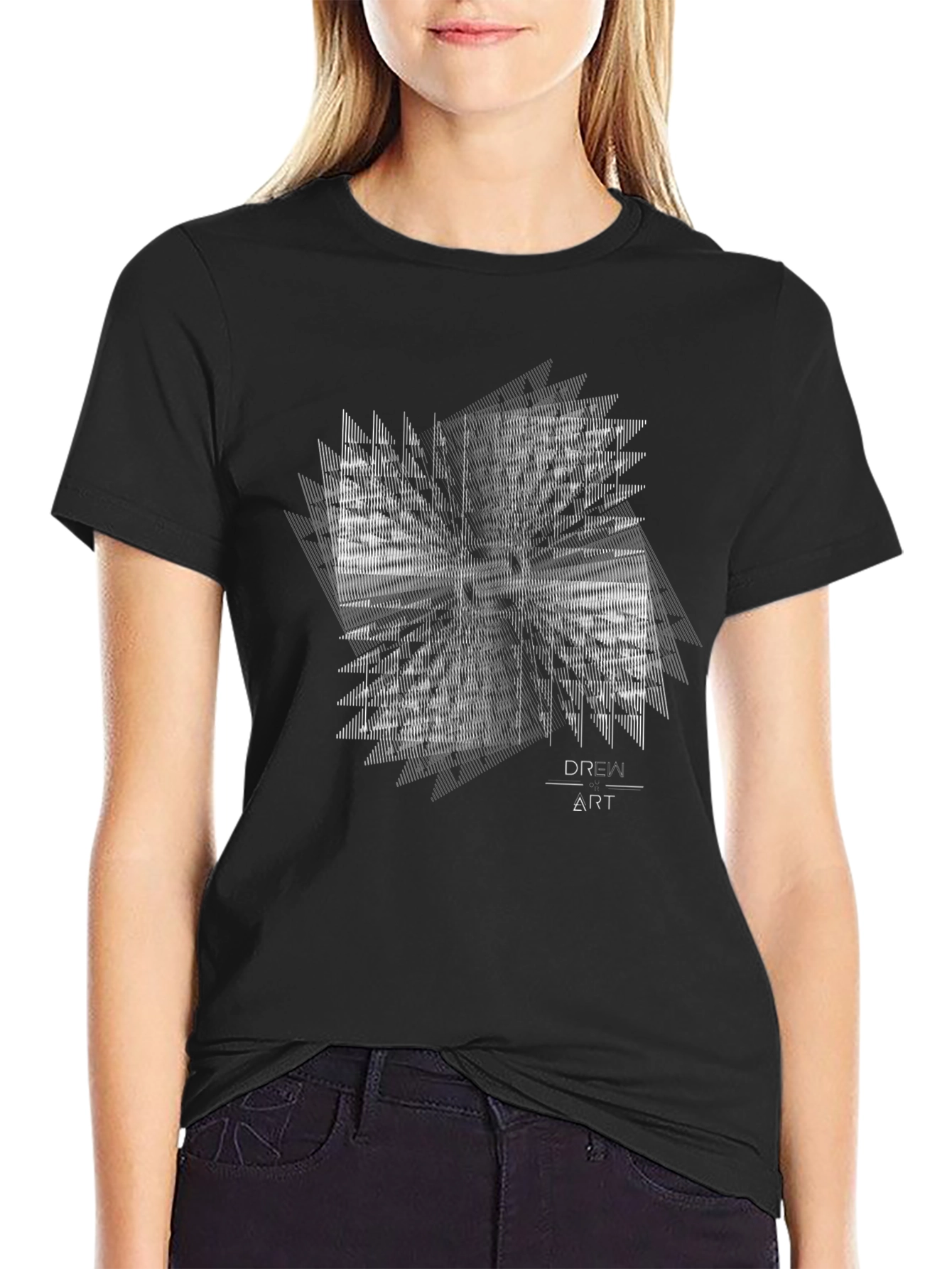 Abstract Art Graphic Tee - Modern Style Black T-Shirt