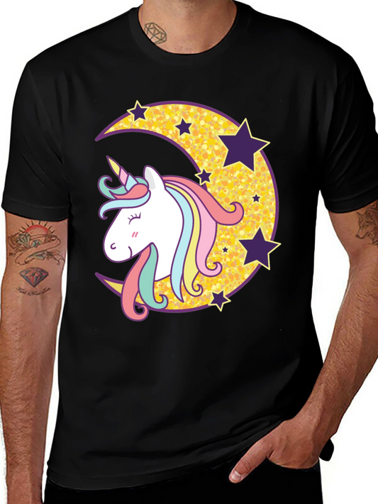 Unicorn Moon Graphic Tee - Mens Black T-Shirt