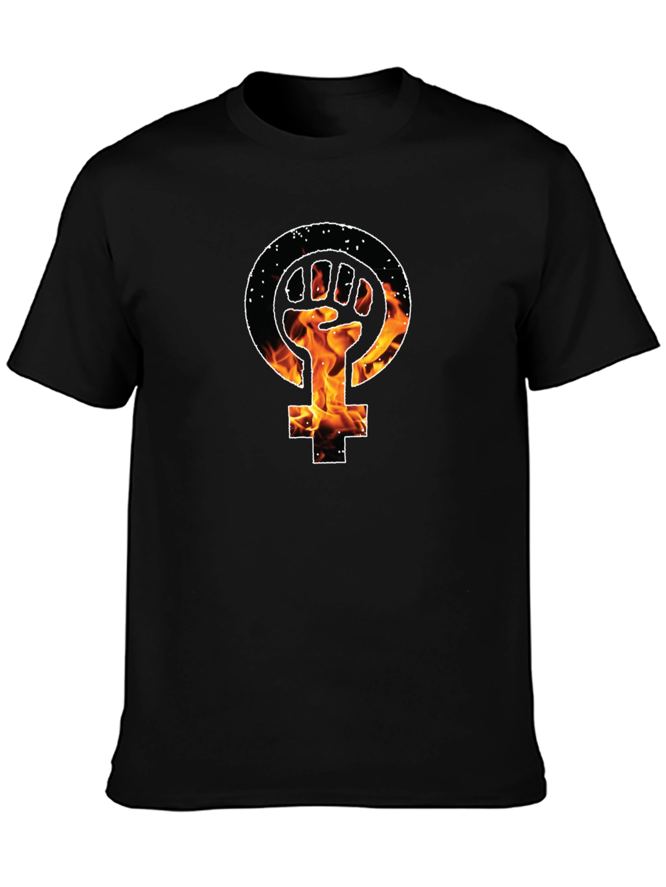 Feminist Fist Fire Black T-Shirt