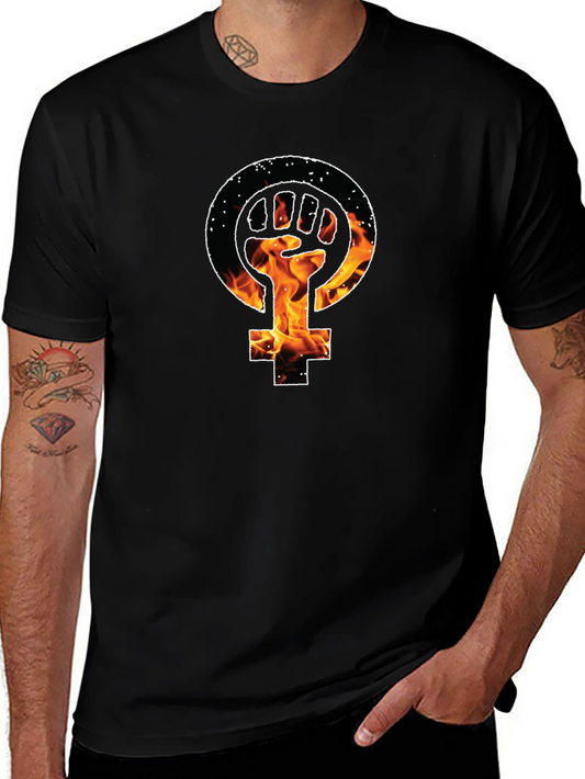 Feminist Fist Fire Black T-Shirt