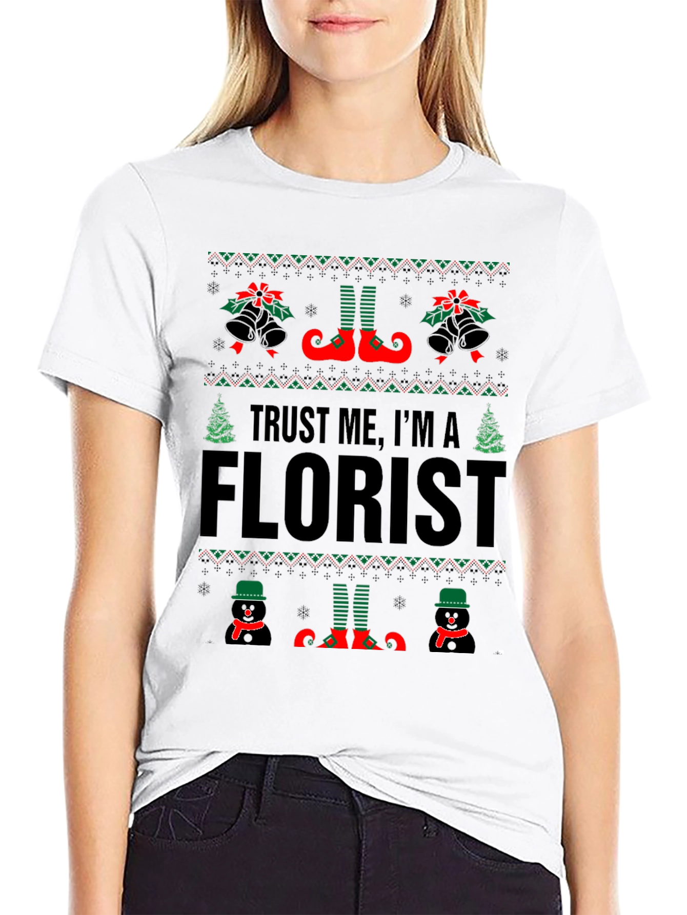 Trust Me Im a Florist Christmas Black T-Shirt