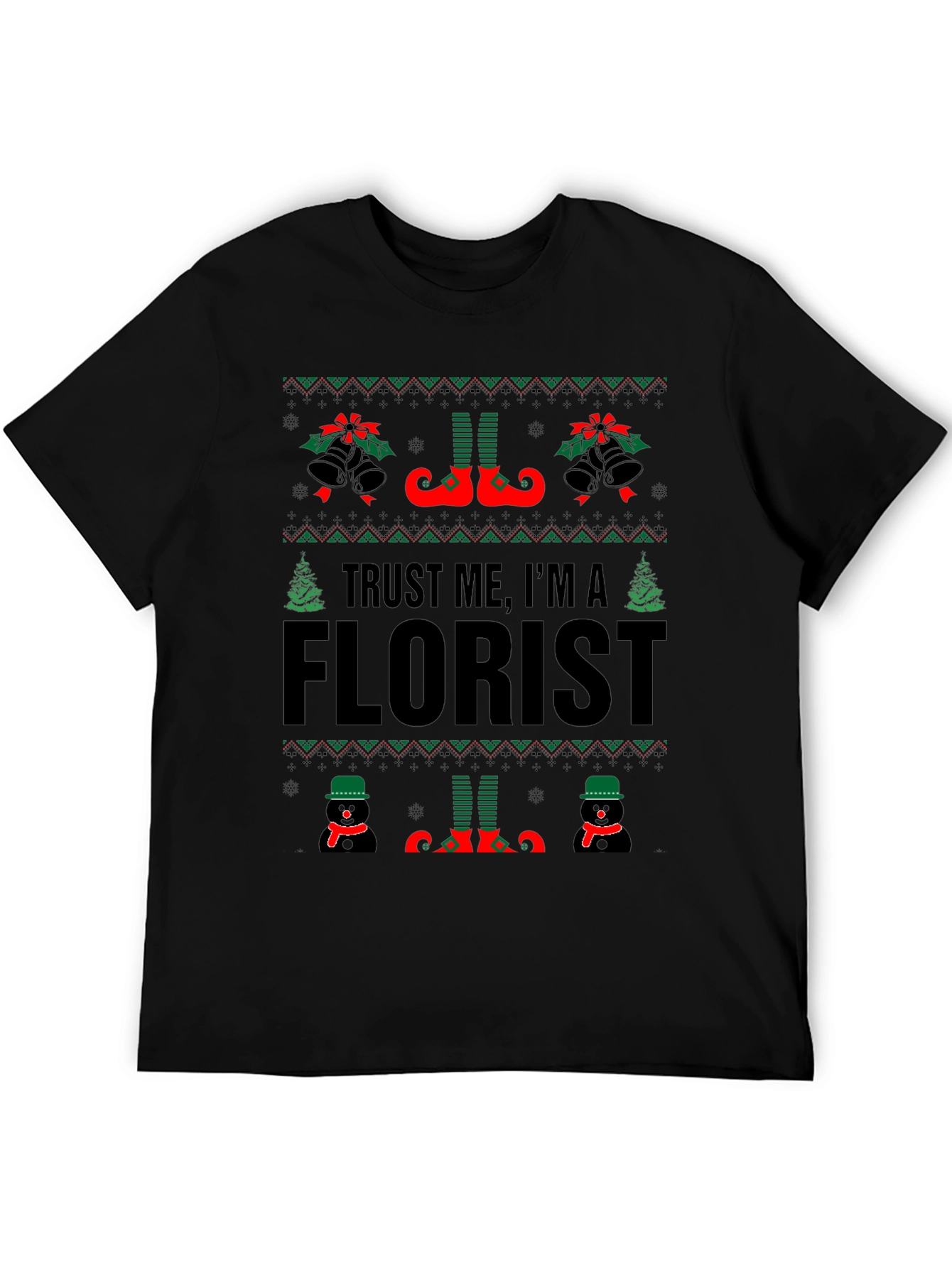 Trust Me Im a Florist Christmas Black T-Shirt