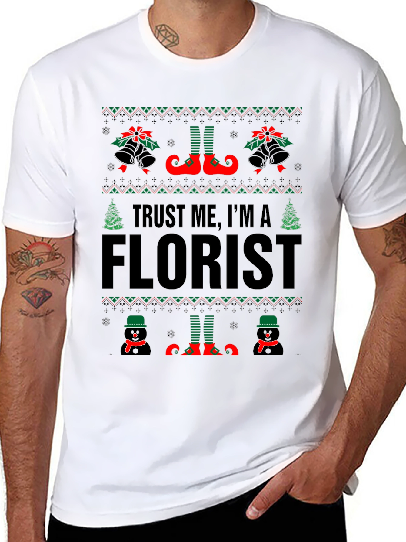 Trust Me Im a Florist Christmas Black T-Shirt