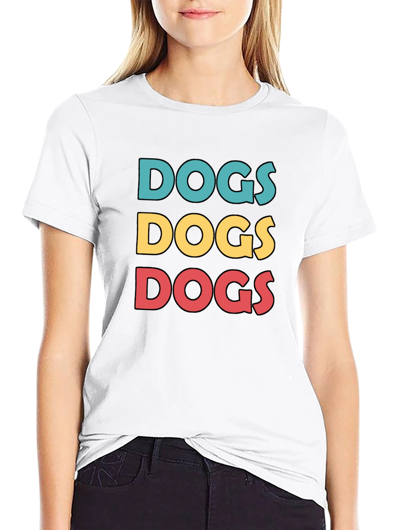 Dogs Graphic Print Crew Neck T-Shirt