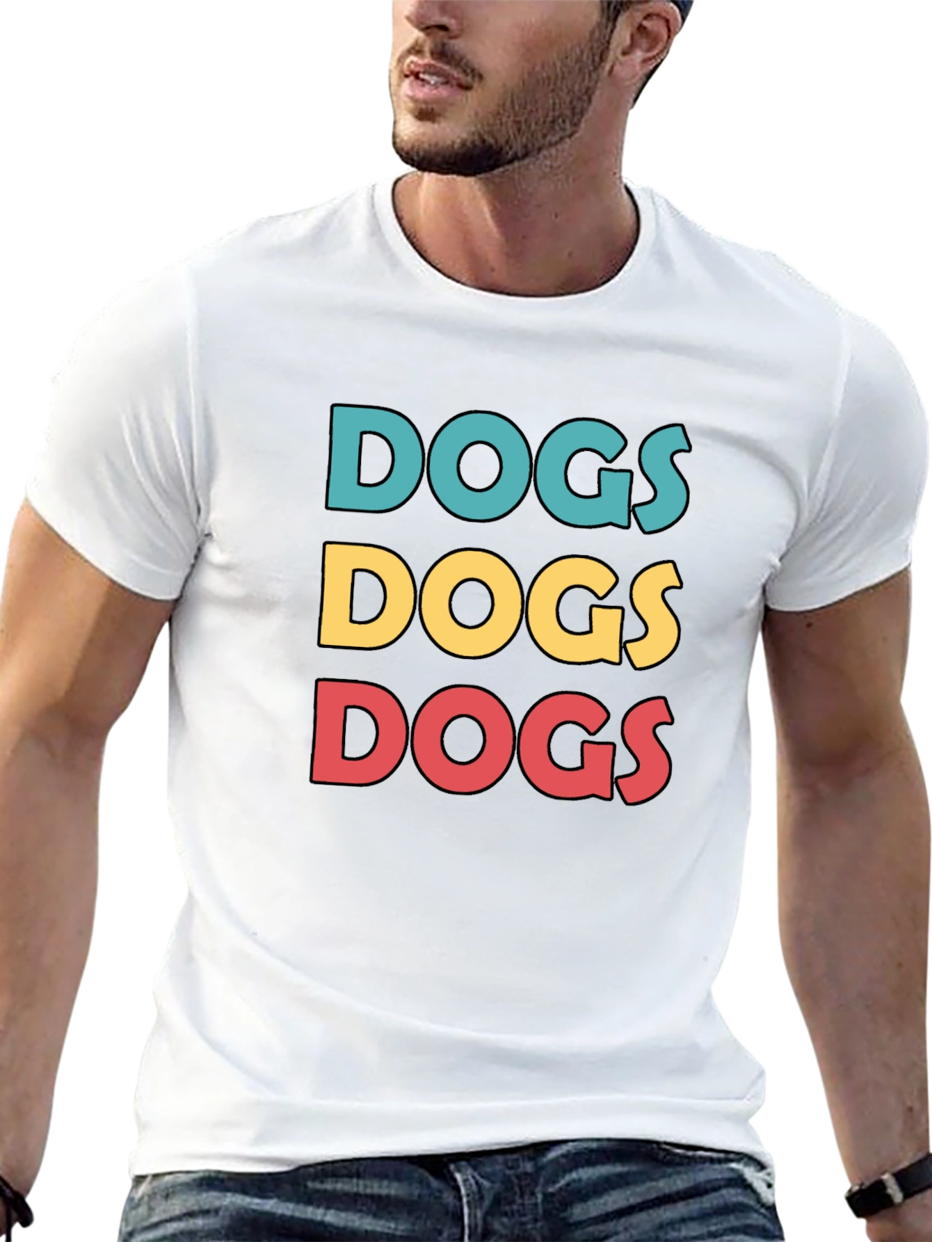 Dogs Graphic Print Crew Neck T-Shirt