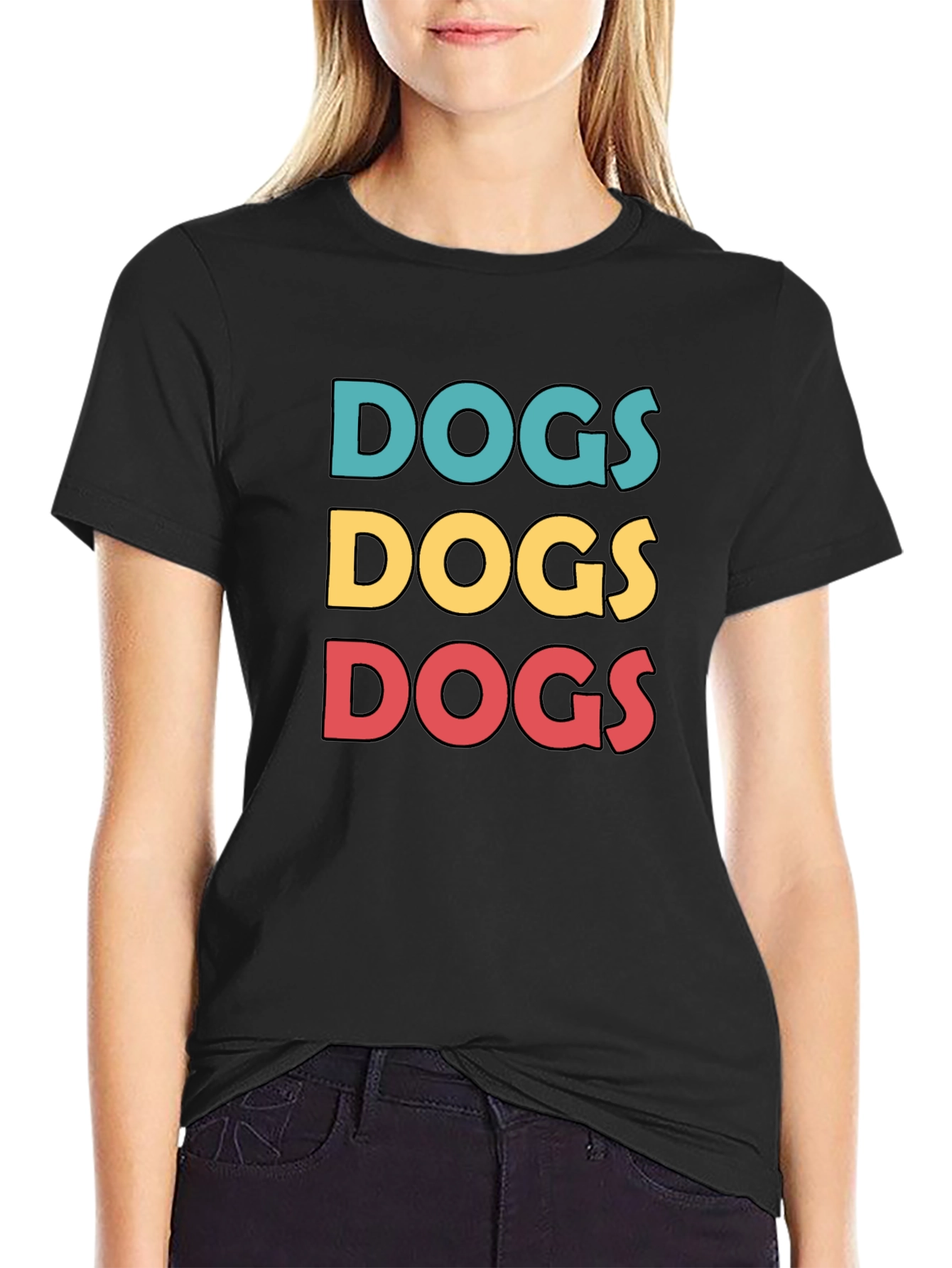Dogs Graphic Print Crew Neck T-Shirt