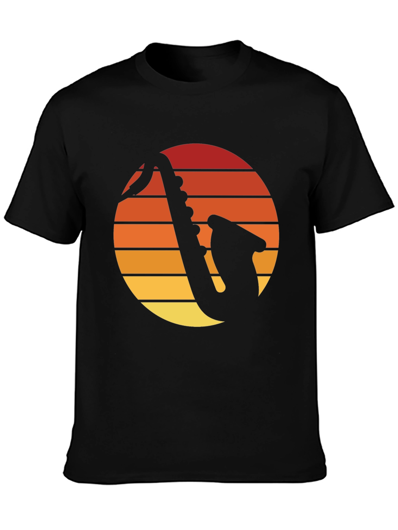 Retro Saxophone Sunset Graphic Tee - Black