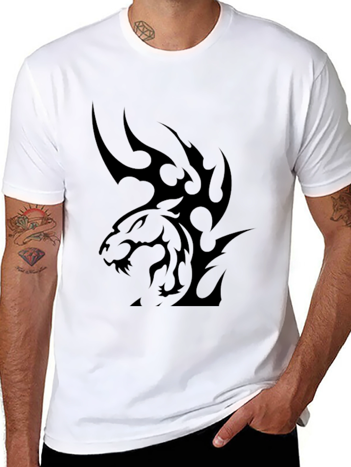 Black Tiger Graphic Tee - Mens Casual Style