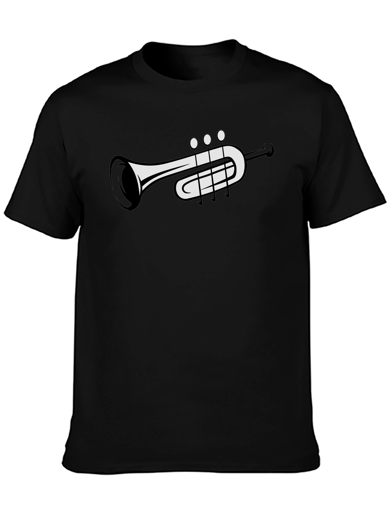 Musical Trumpet Graphic Tee - Black Casual T-Shirt