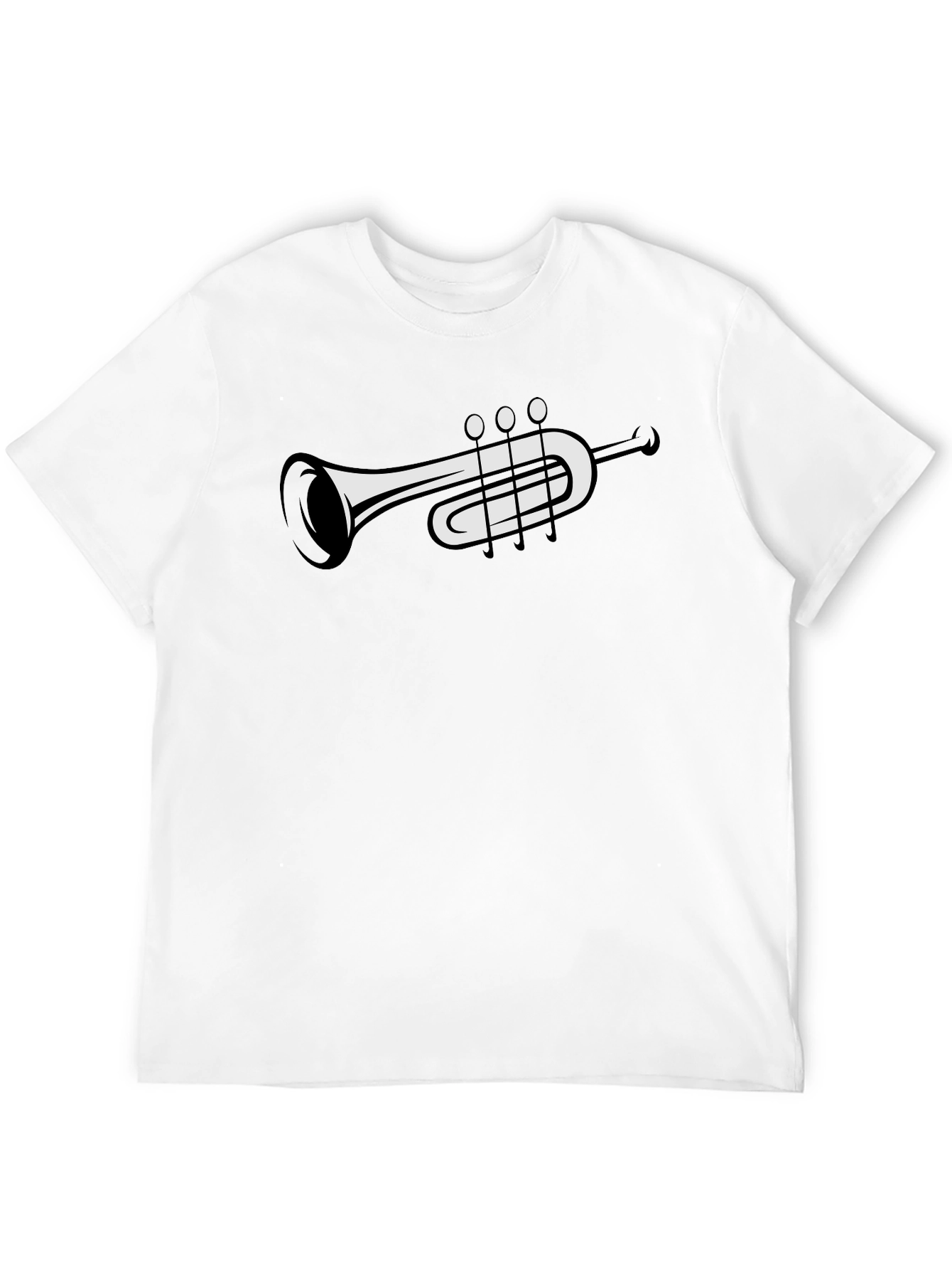 Musical Trumpet Graphic Tee - Black Casual T-Shirt
