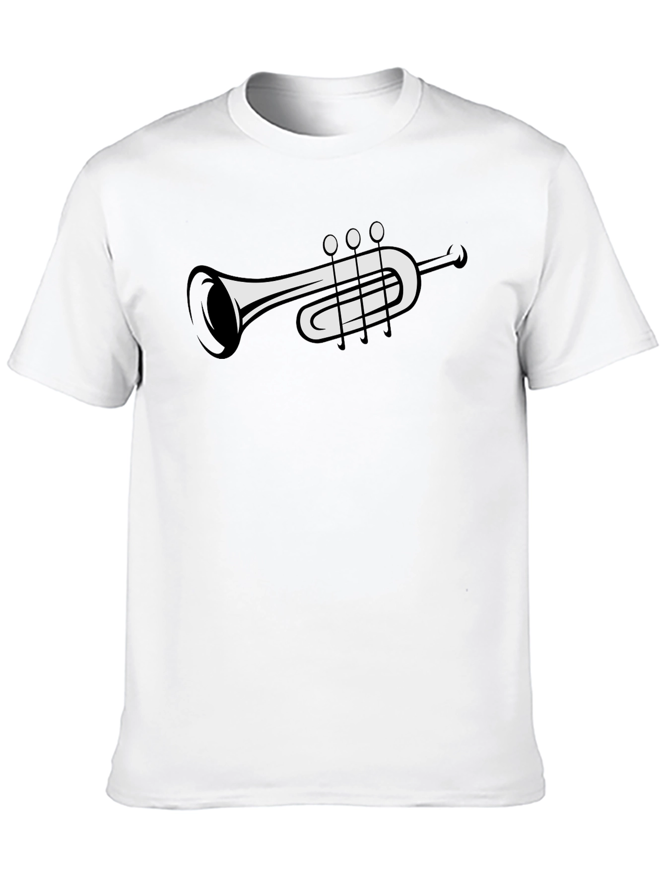 Musical Trumpet Graphic Tee - Black Casual T-Shirt