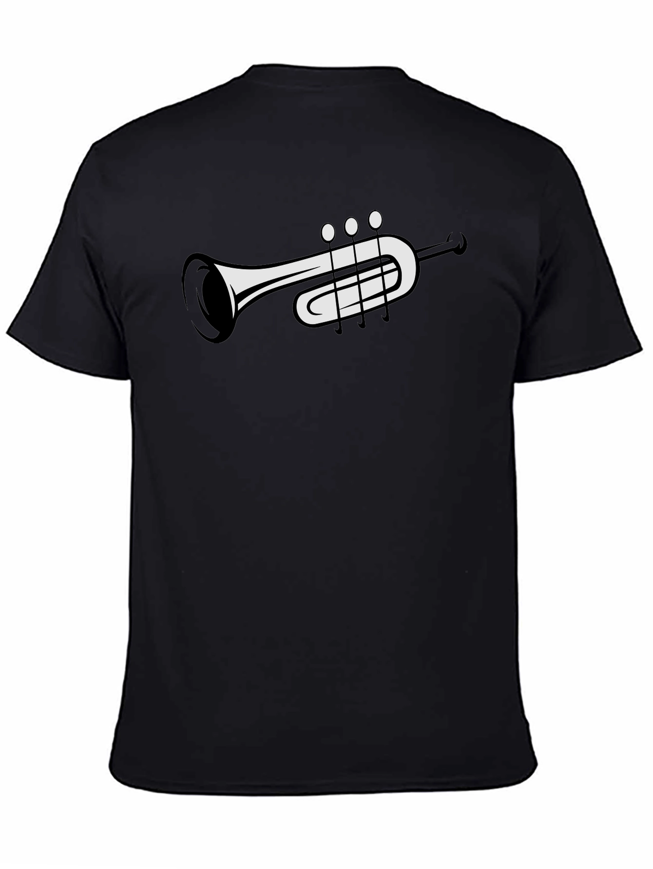 Musical Trumpet Graphic Tee - Black Casual T-Shirt