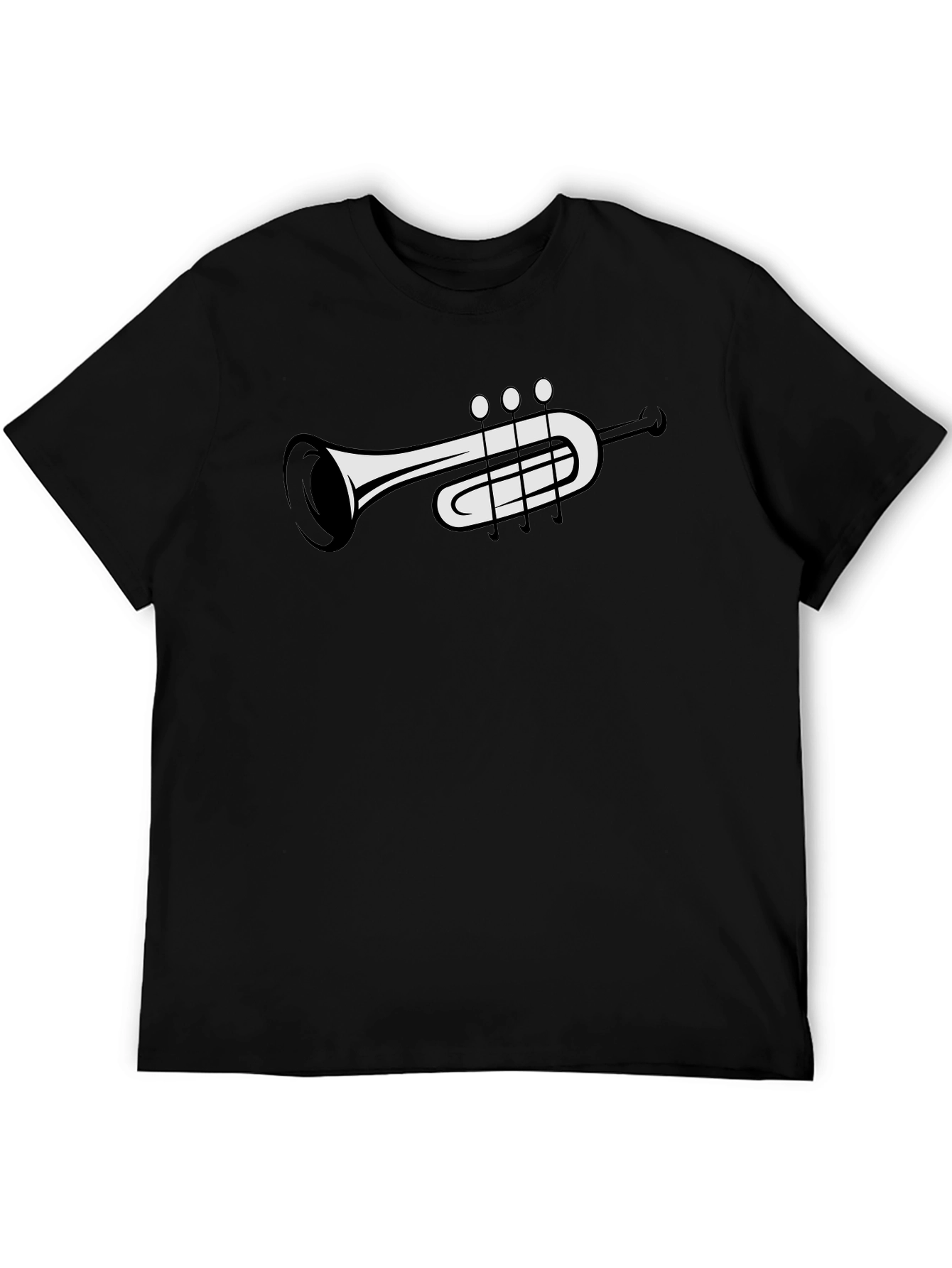 Musical Trumpet Graphic Tee - Black Casual T-Shirt