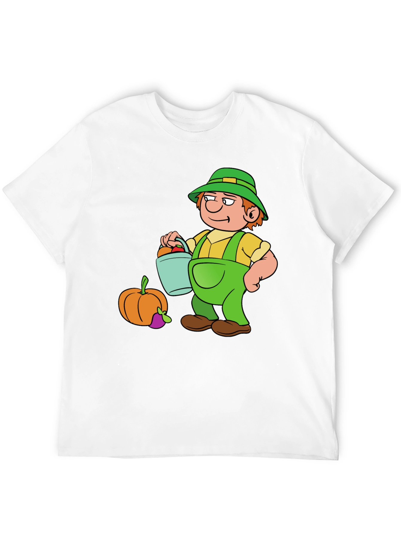 Cartoon Farmer Graphic T-Shirt - Black Cotton Tee