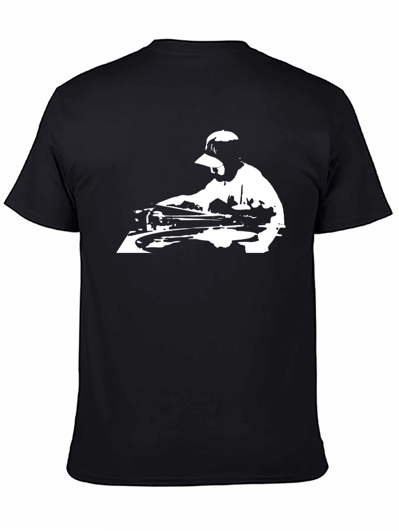 DJ Turntable Graphic Tee - Black Cotton T-Shirt