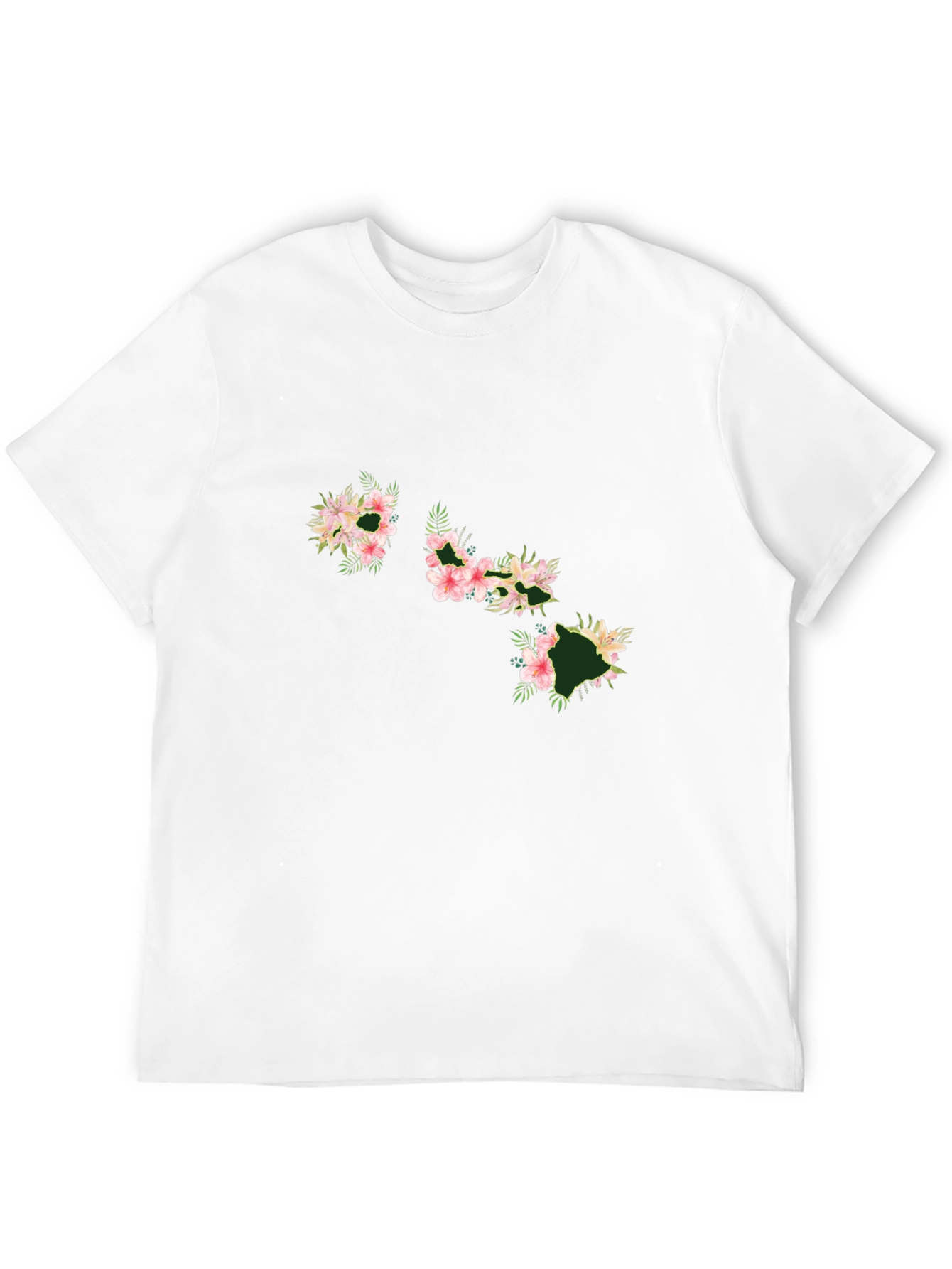 Floral Hawaii Islands Black T-Shirt