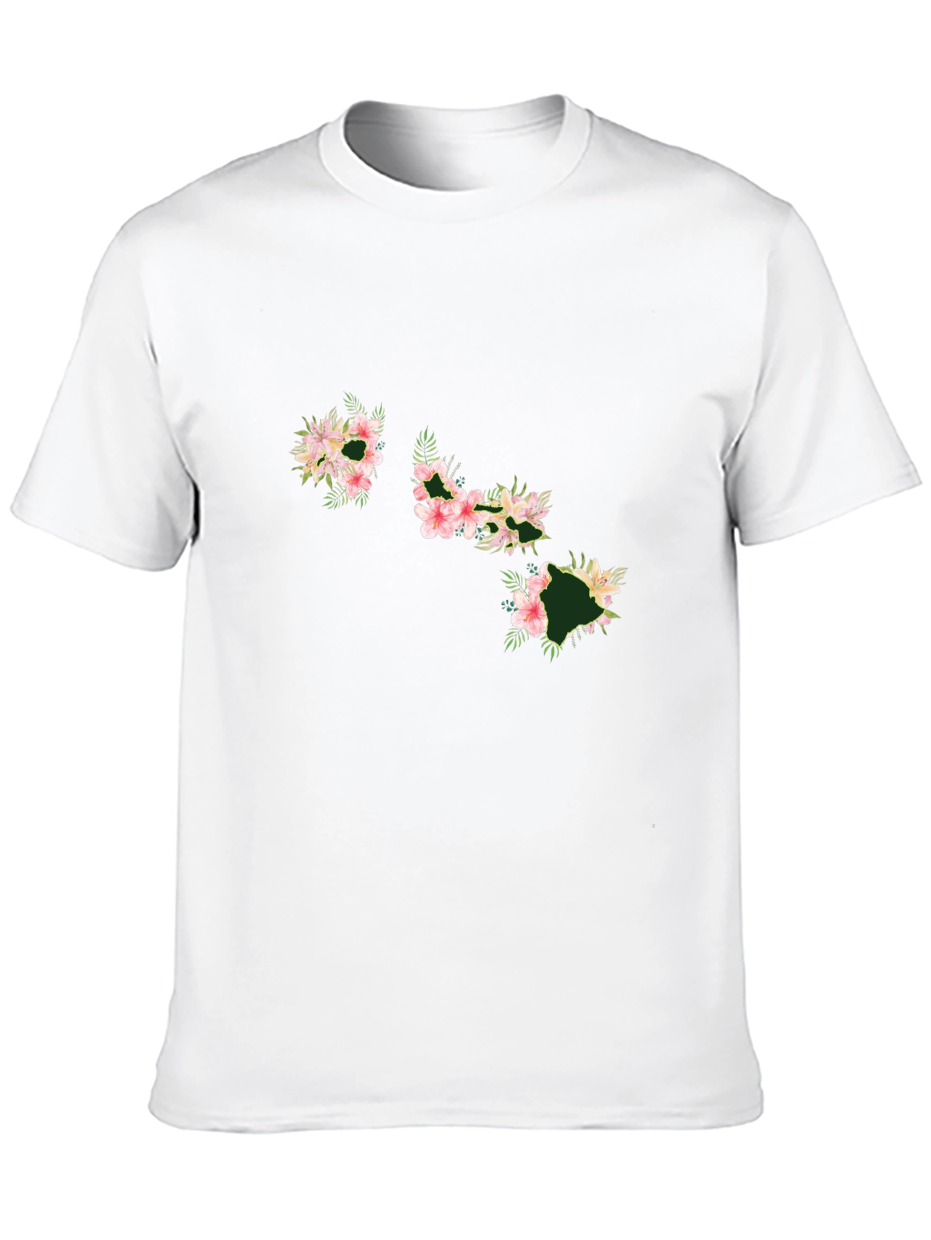 Floral Hawaii Islands Black T-Shirt