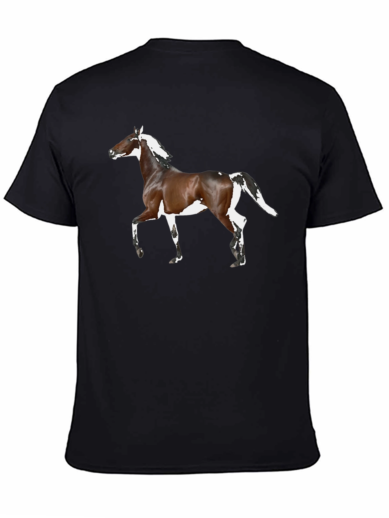 Horse Graphic Tee - Black Cotton T-Shirt