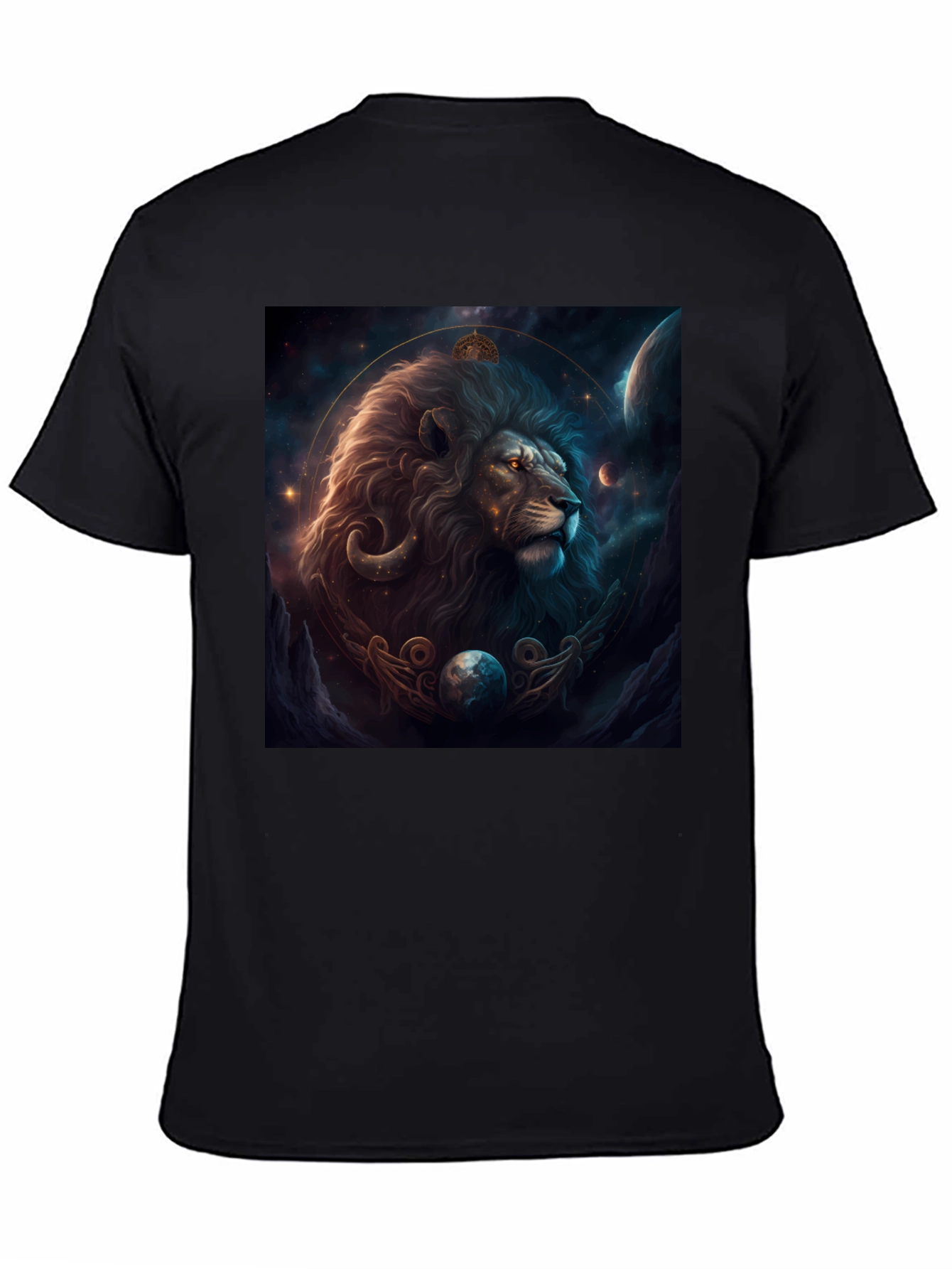 Lion Zodiac Graphic Tee - Stylish Black T-Shirt