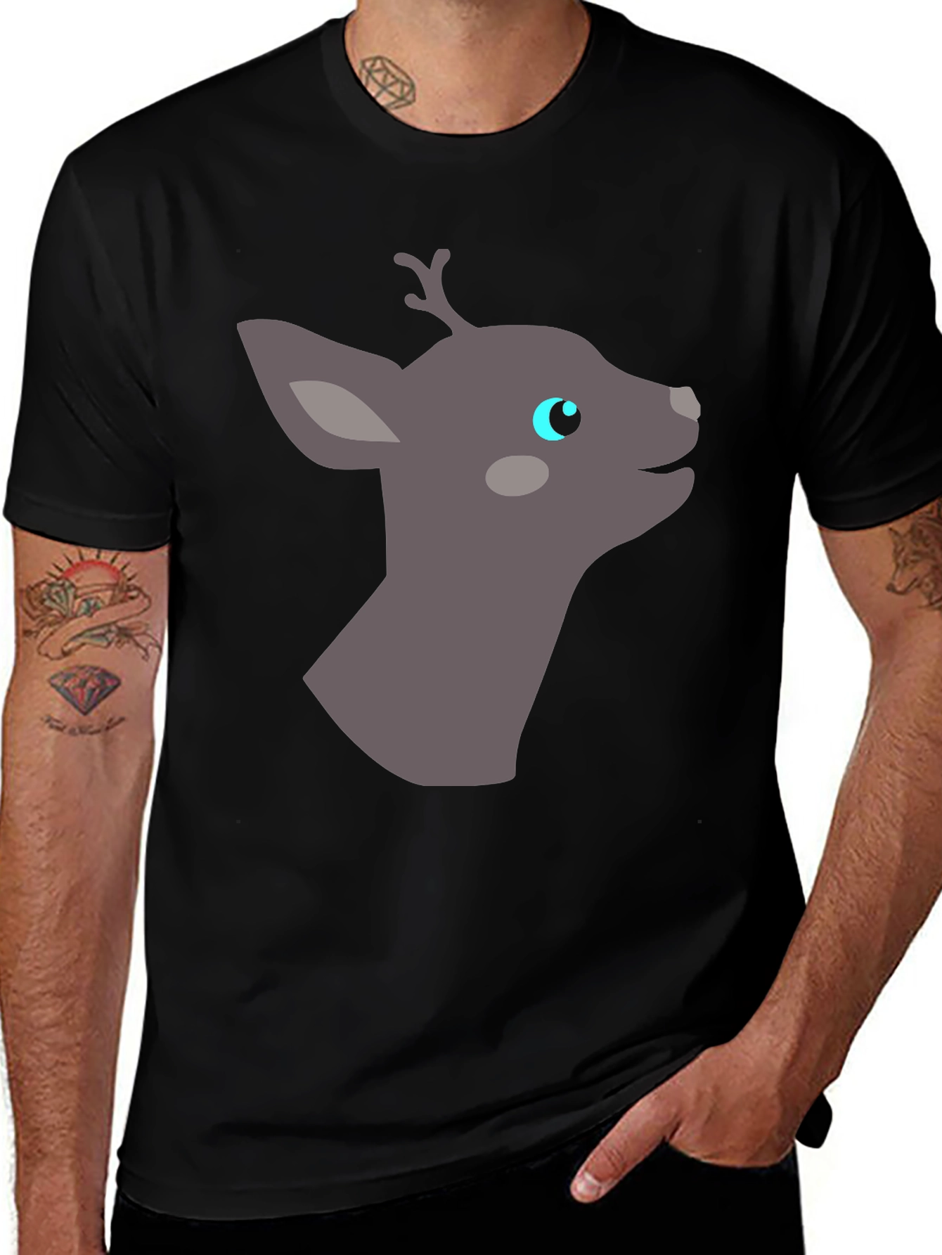 Deer Graphic Tee - Black Casual Shirt