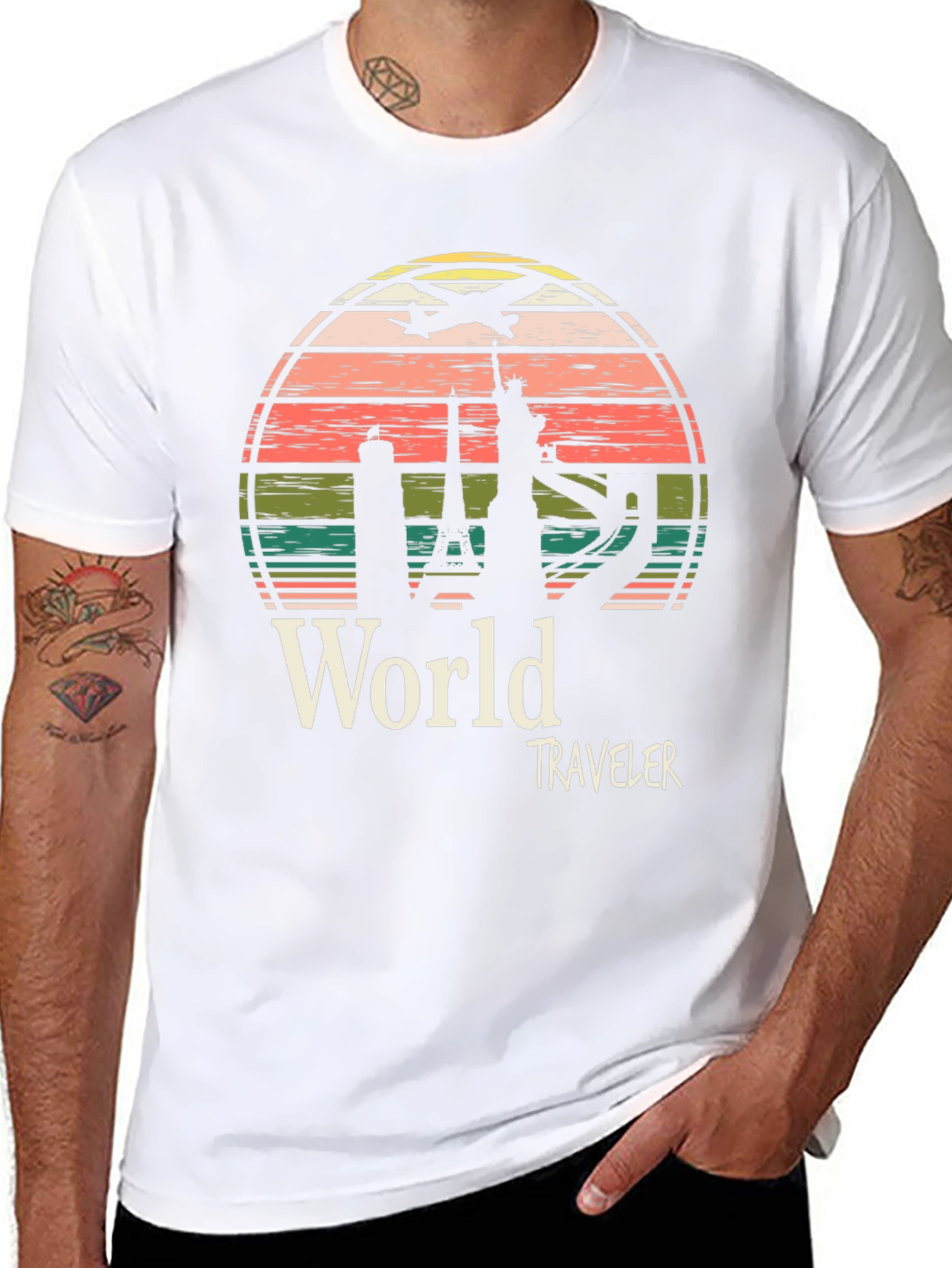 World Traveler Graphic Tee - Black Cotton T-Shirt
