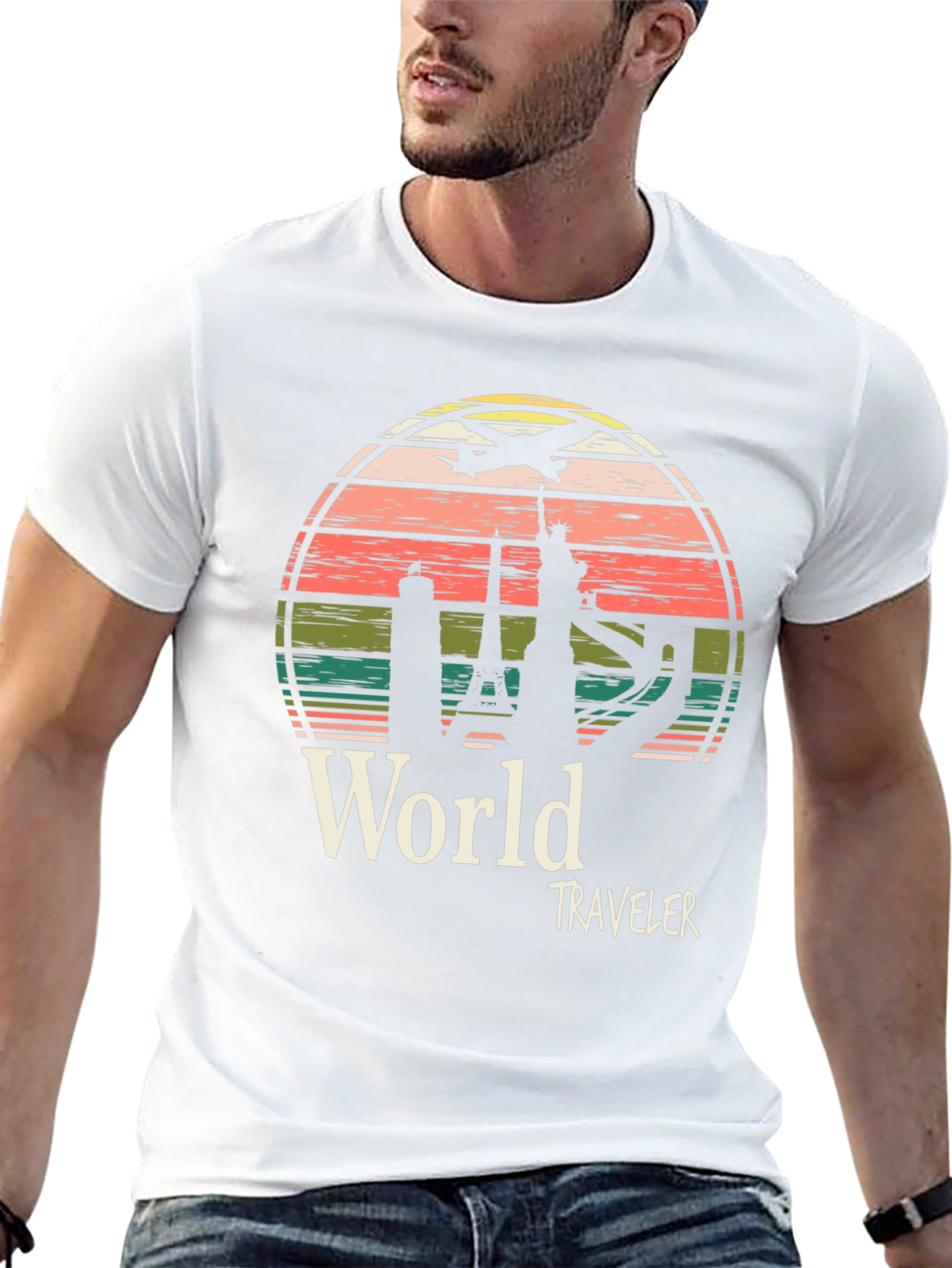 World Traveler Graphic Tee - Black Cotton T-Shirt
