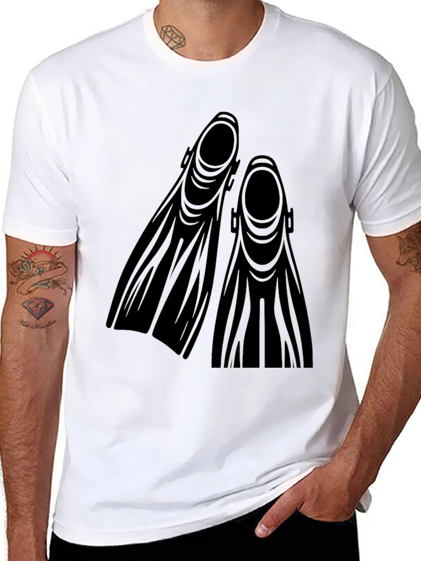 Diving Fins Graphic Tee - Black