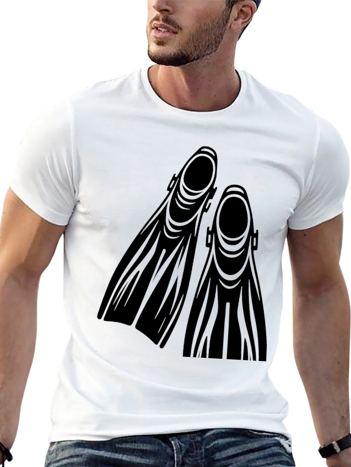 Diving Fins Graphic Tee - Black