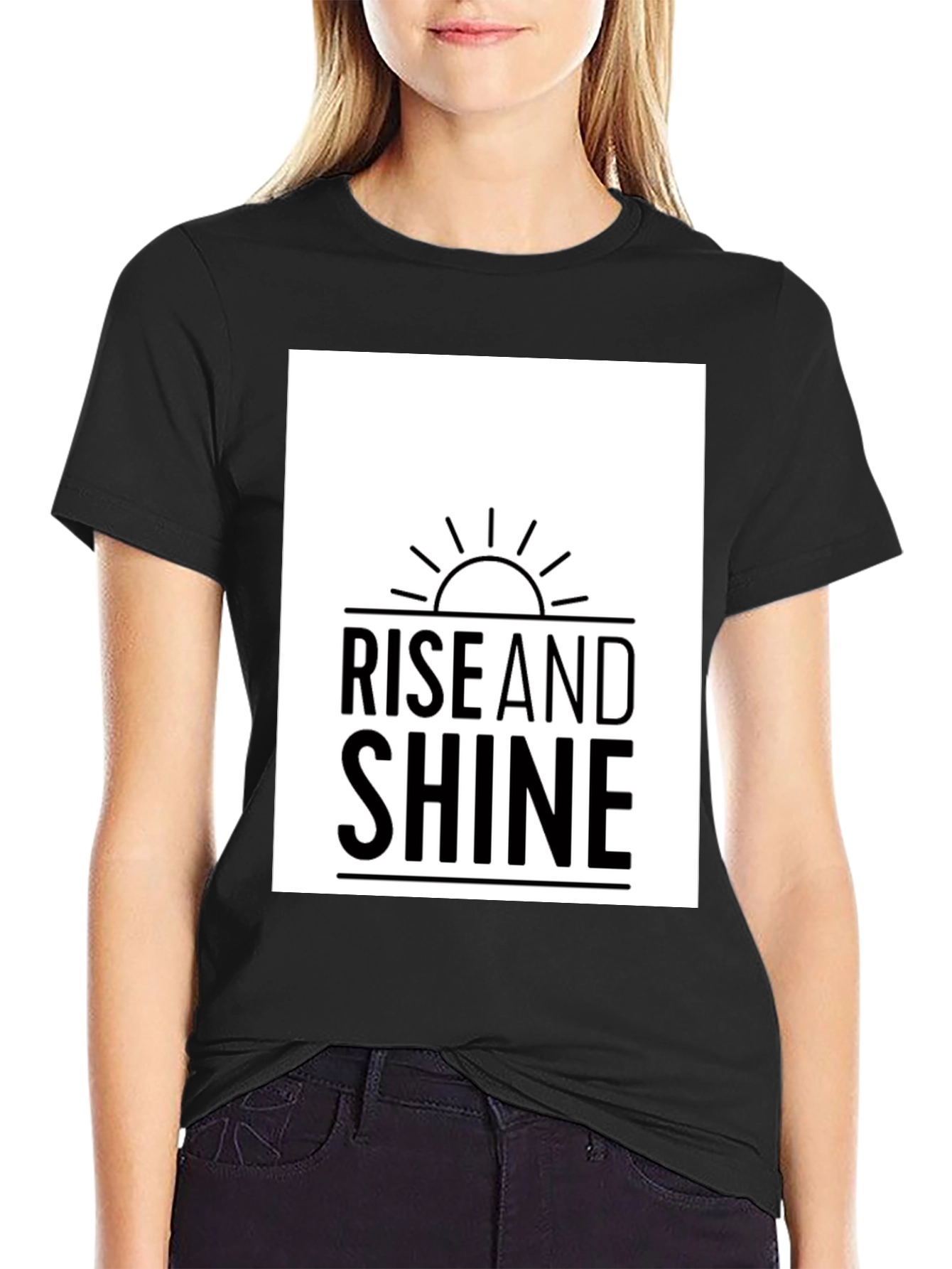 Rise and Shine Graphic Tee - Black Casual T-Shirt