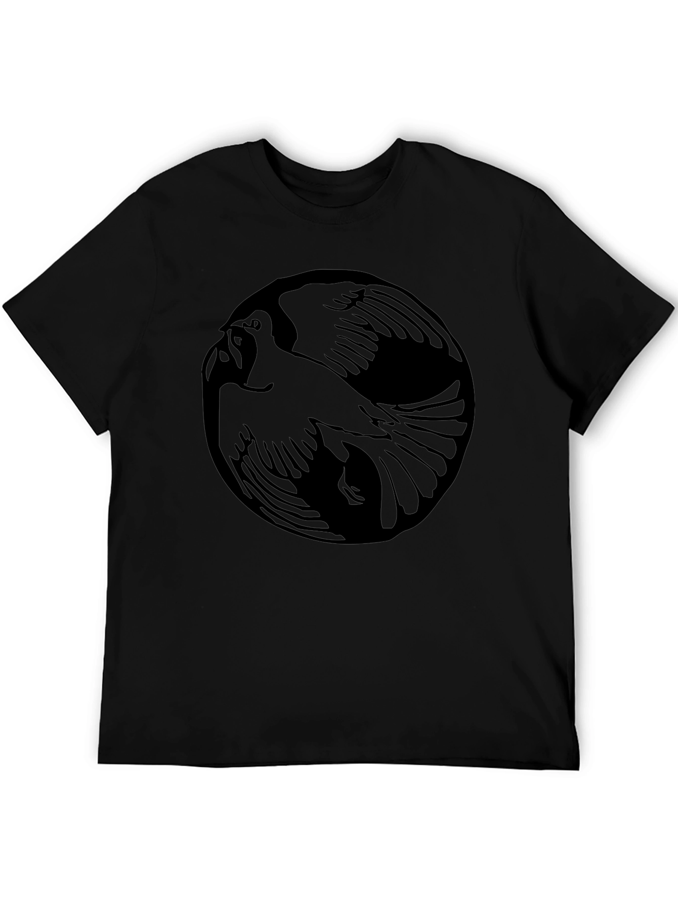 Raven Yin Yang Graphic Tee - Black Cotton Blend