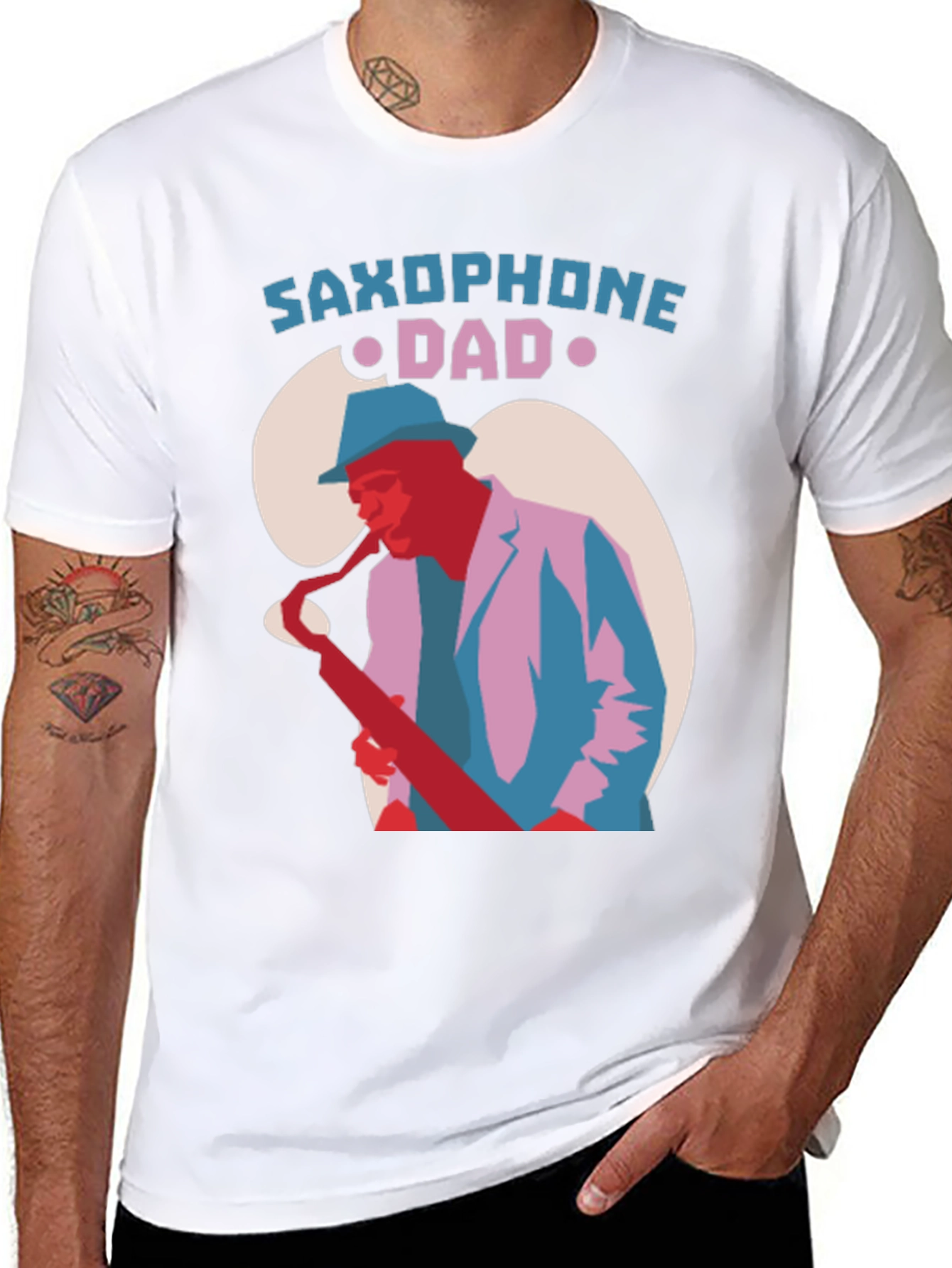 Saxophone Dad Graphic Tee - Cool Jazz T-Shirt