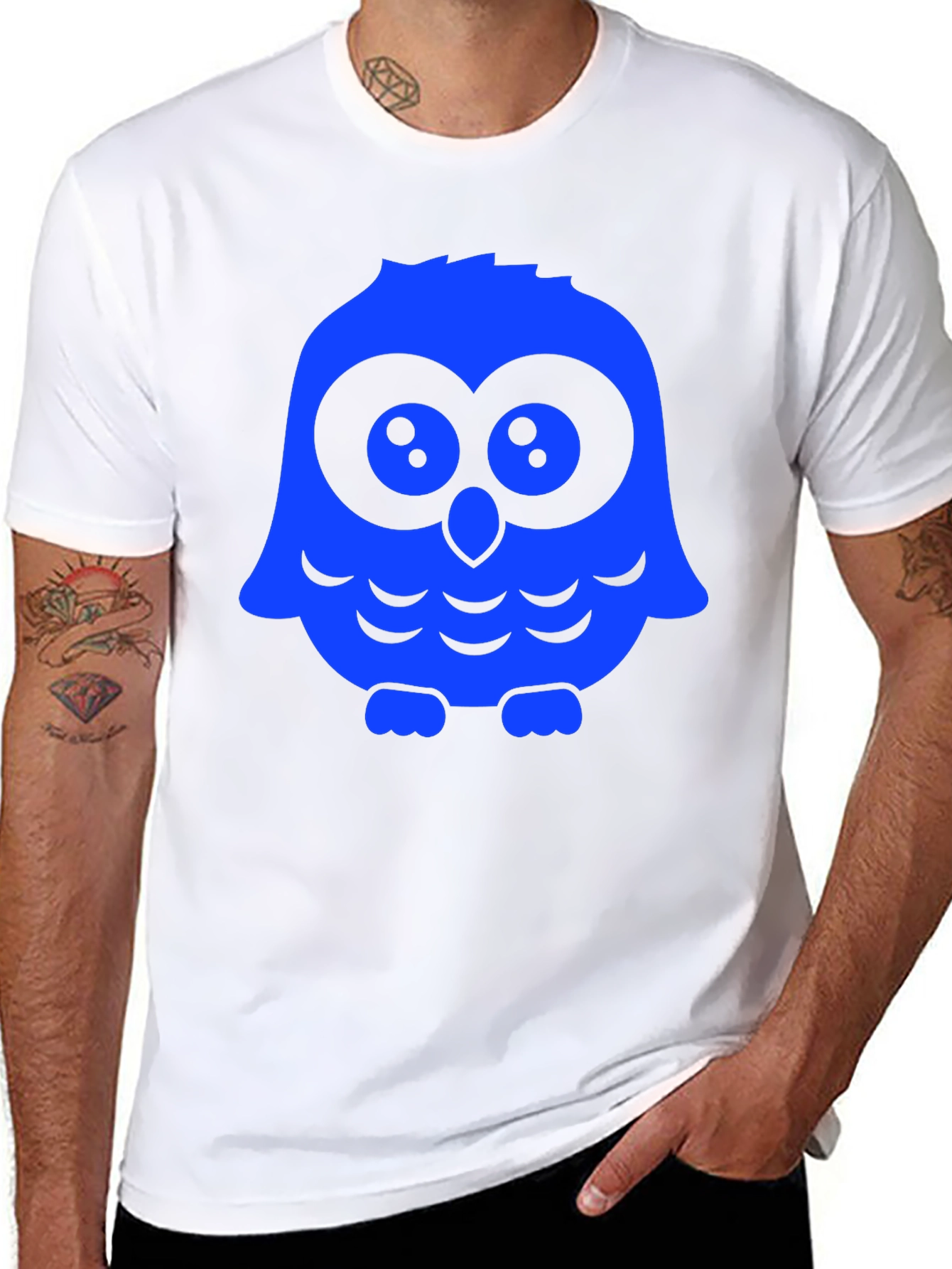Owl Graphic Print T-Shirt - Black Casual Tee
