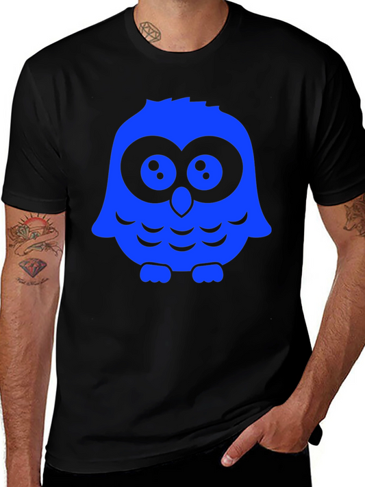 Owl Graphic Print T-Shirt - Black Casual Tee
