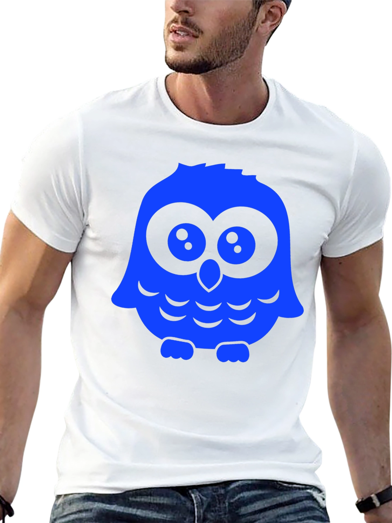 Owl Graphic Print T-Shirt - Black Casual Tee