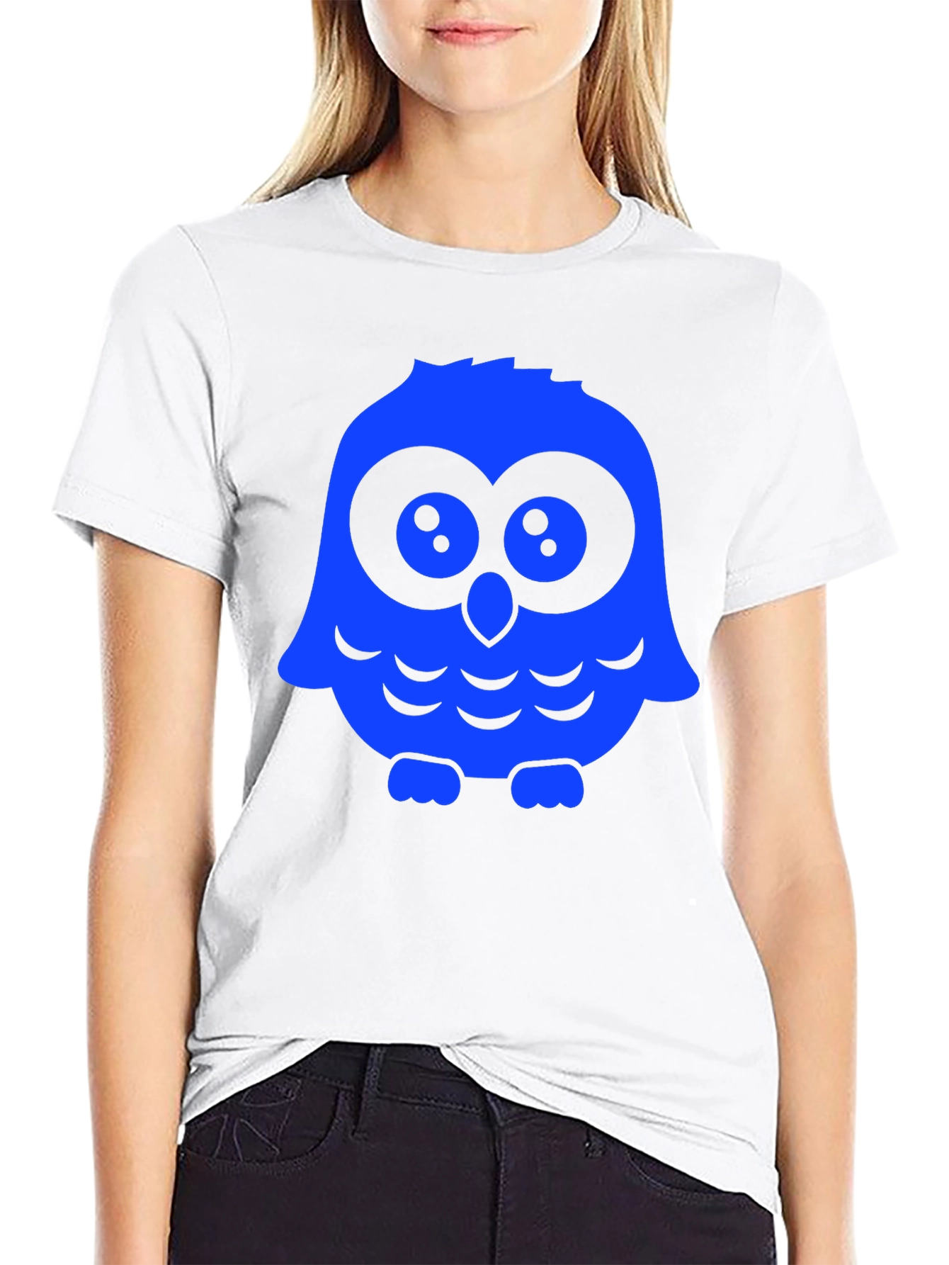 Owl Graphic Print T-Shirt - Black Casual Tee