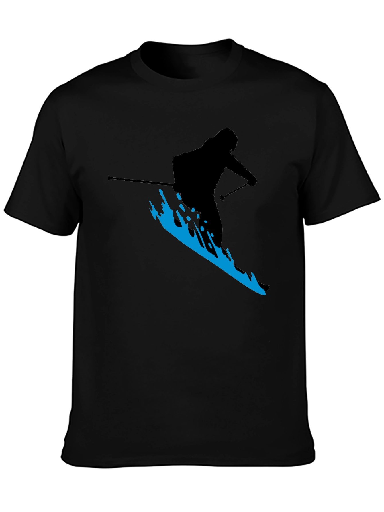 Skiing Silhouette T-Shirt - Black Graphic Tee