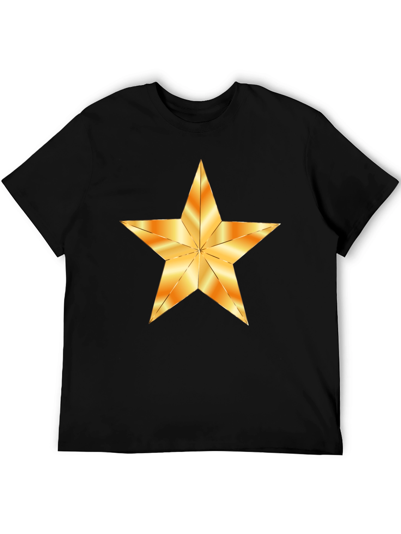 Black T-Shirt with Golden Star Graphic