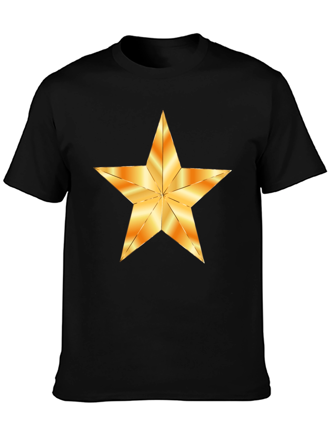 Black T-Shirt with Golden Star Graphic