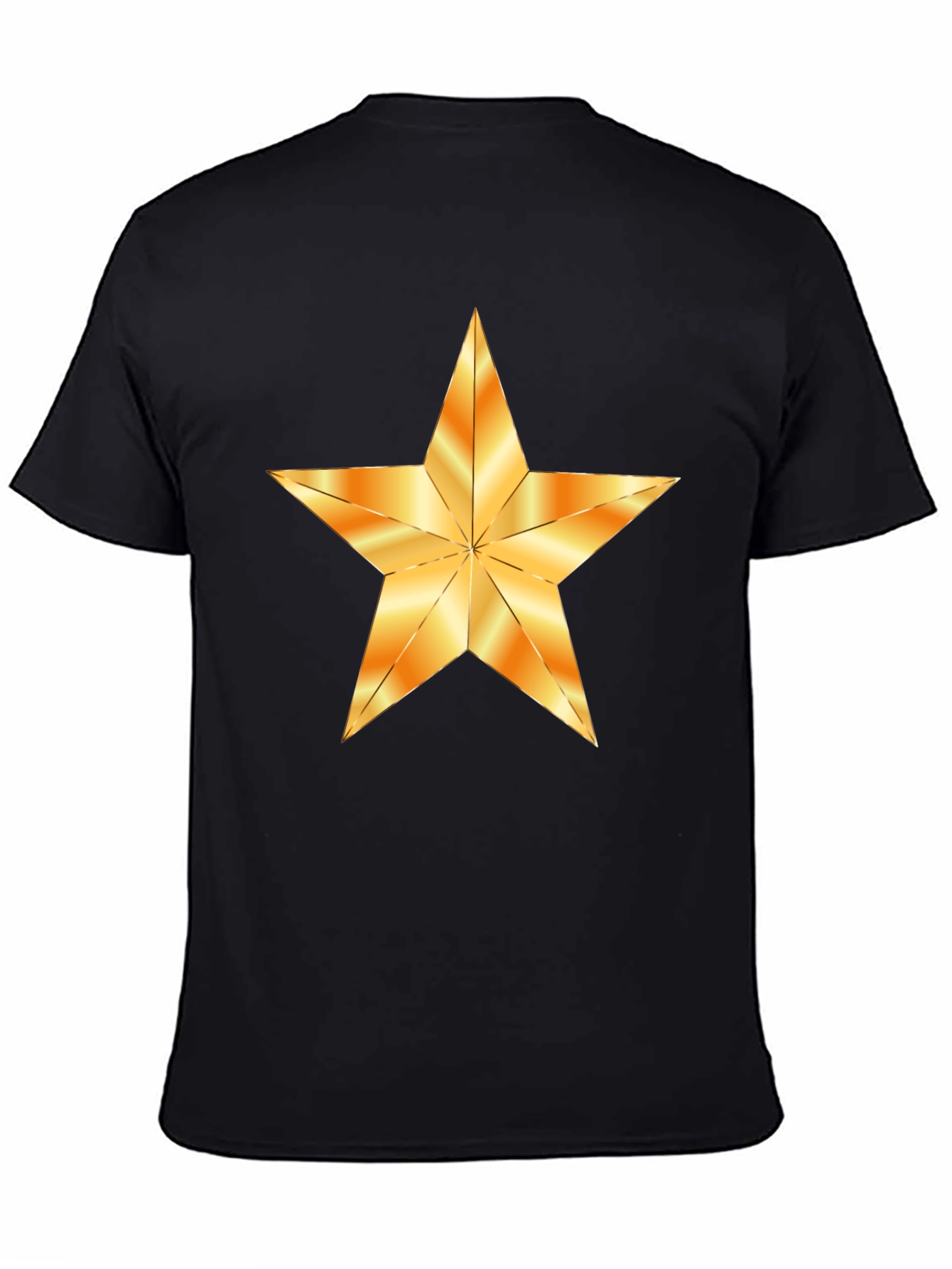 Black T-Shirt with Golden Star Graphic