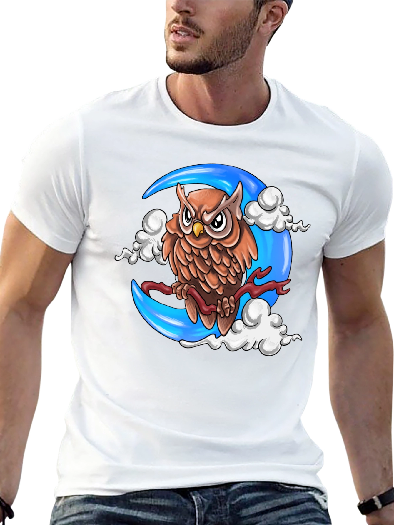 Owl on Moon T-Shirt - Unique Graphic Tee