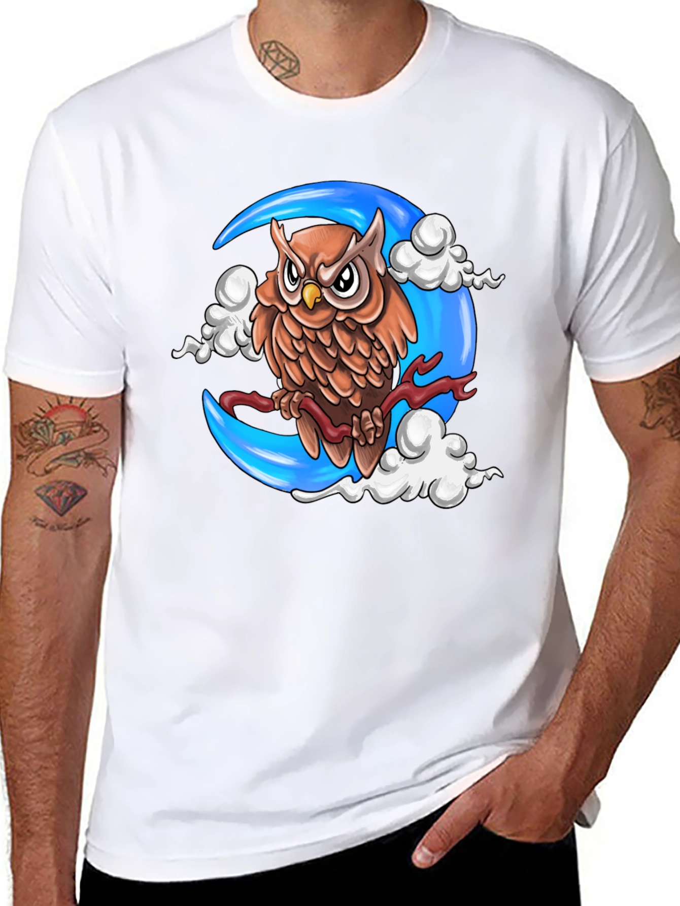Owl on Moon T-Shirt - Unique Graphic Tee
