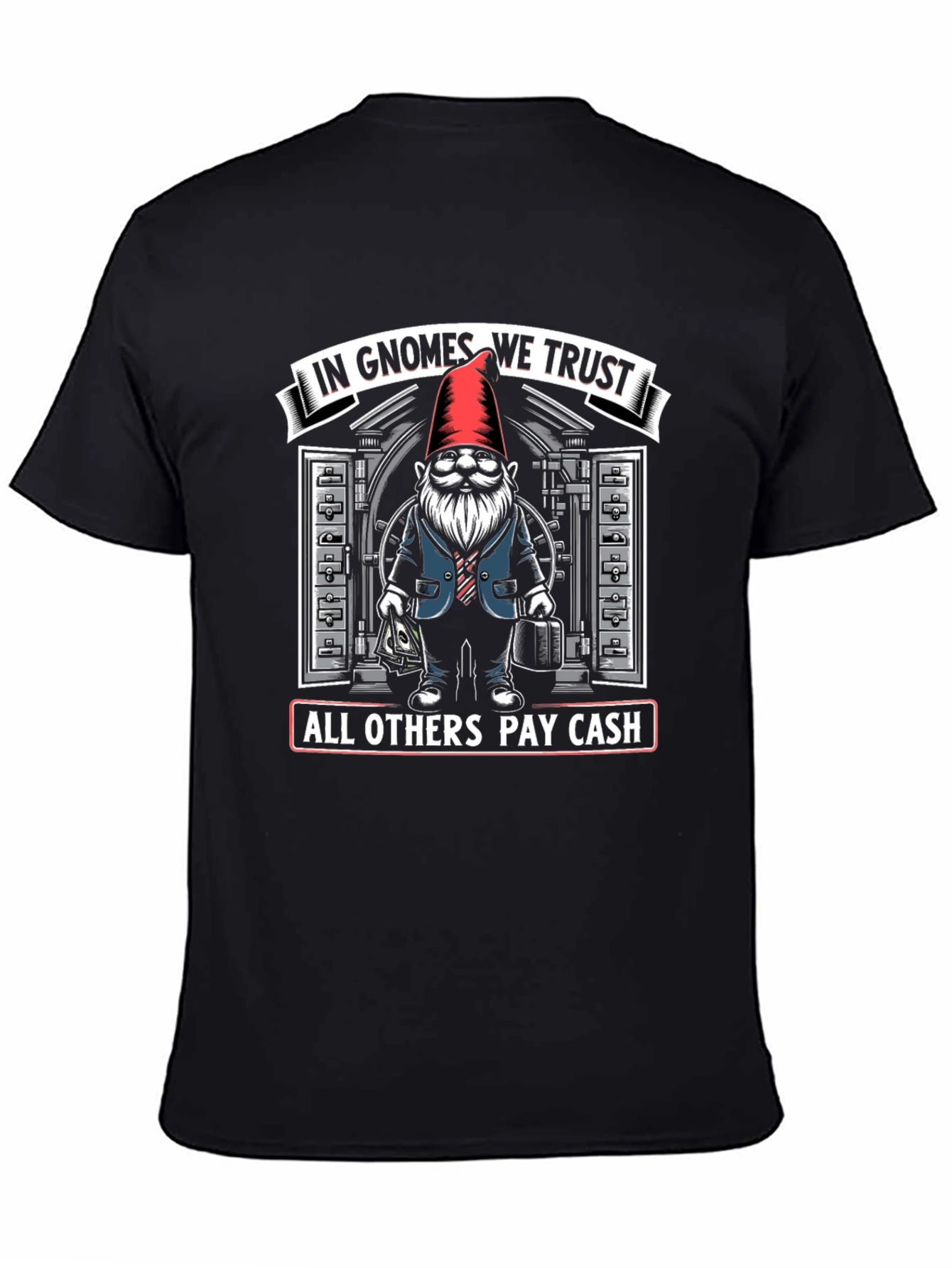 In Gnomes We Trust Black Graphic T-Shirt
