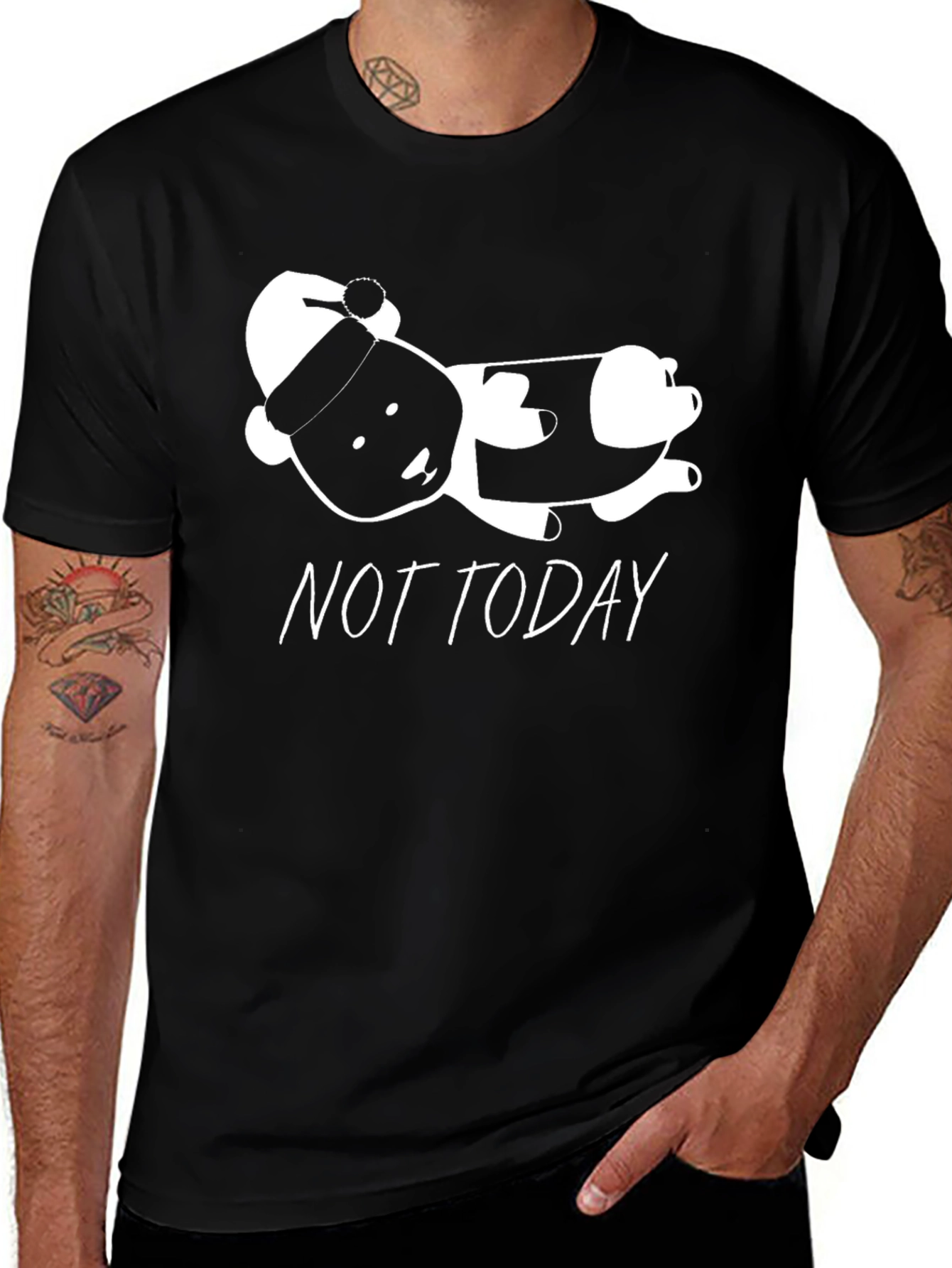 Not Today Panda Graphic Tee - Black T-Shirt