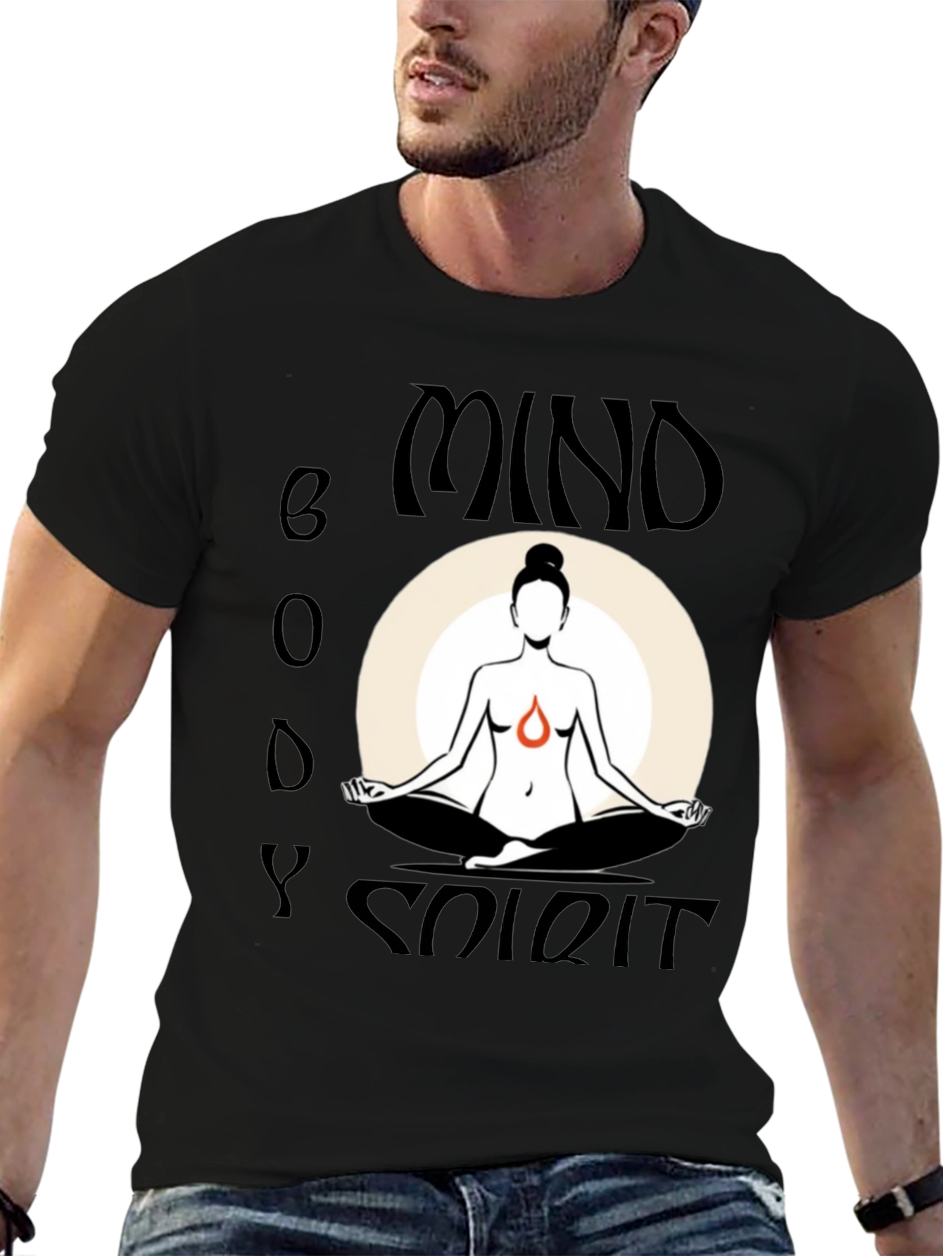 Mind Body Spirit Graphic Tee - Black Cotton Blend