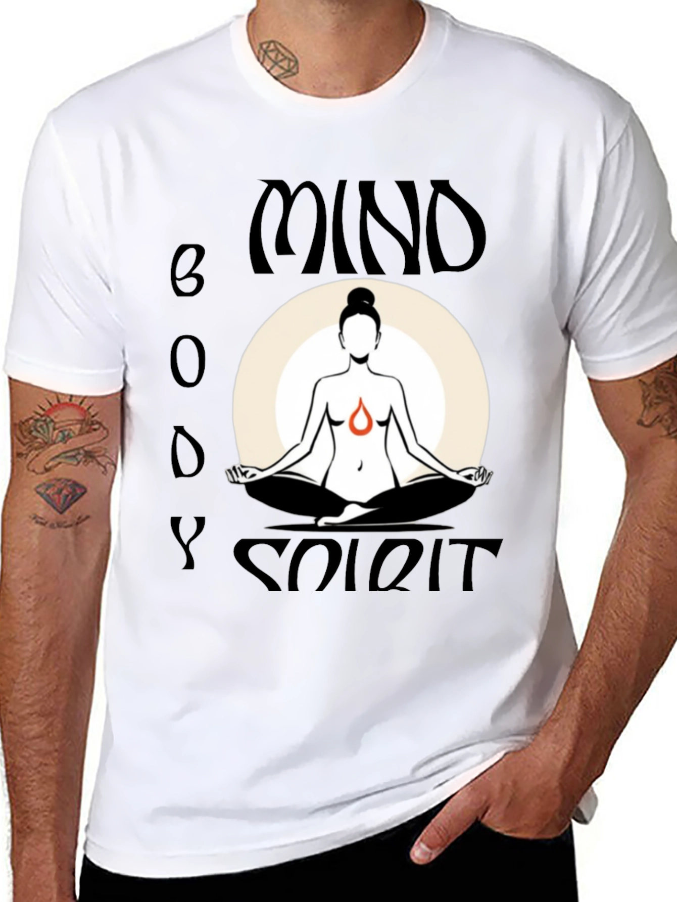 Mind Body Spirit Graphic Tee - Black Cotton Blend