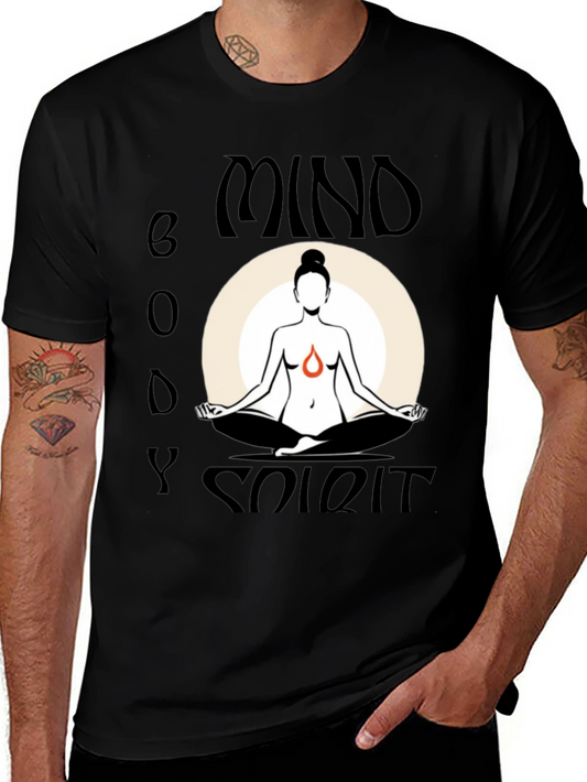 Mind Body Spirit Graphic Tee - Black Cotton Blend