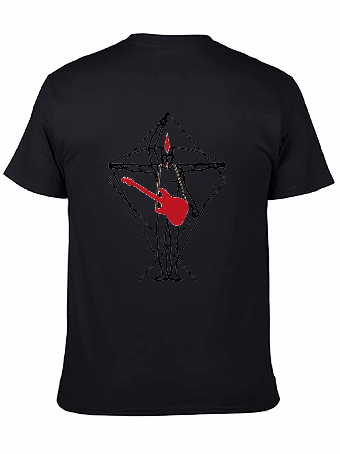 Geometric Guitar Graphic Tee - Black