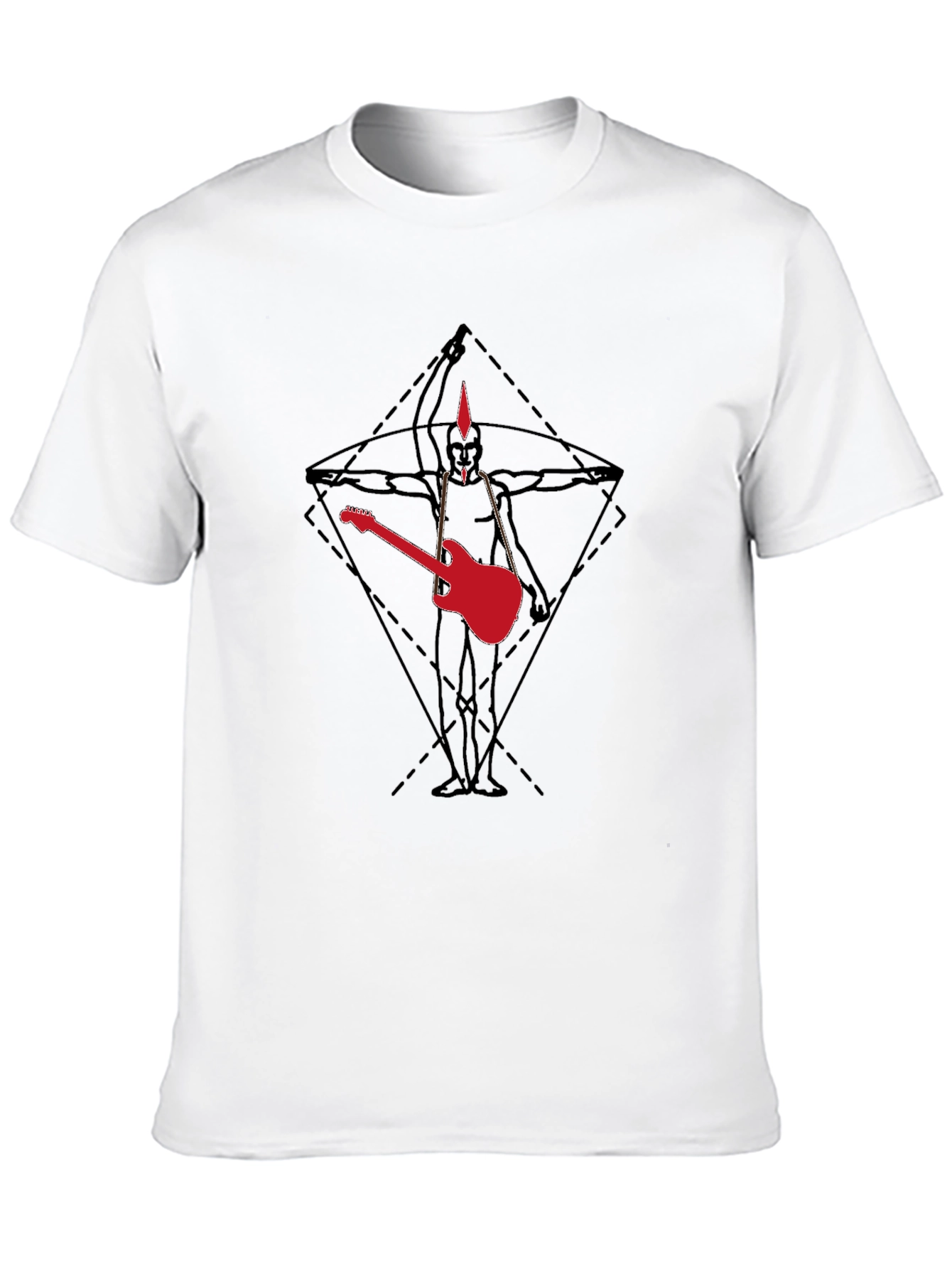 Geometric Guitar Graphic Tee - Black