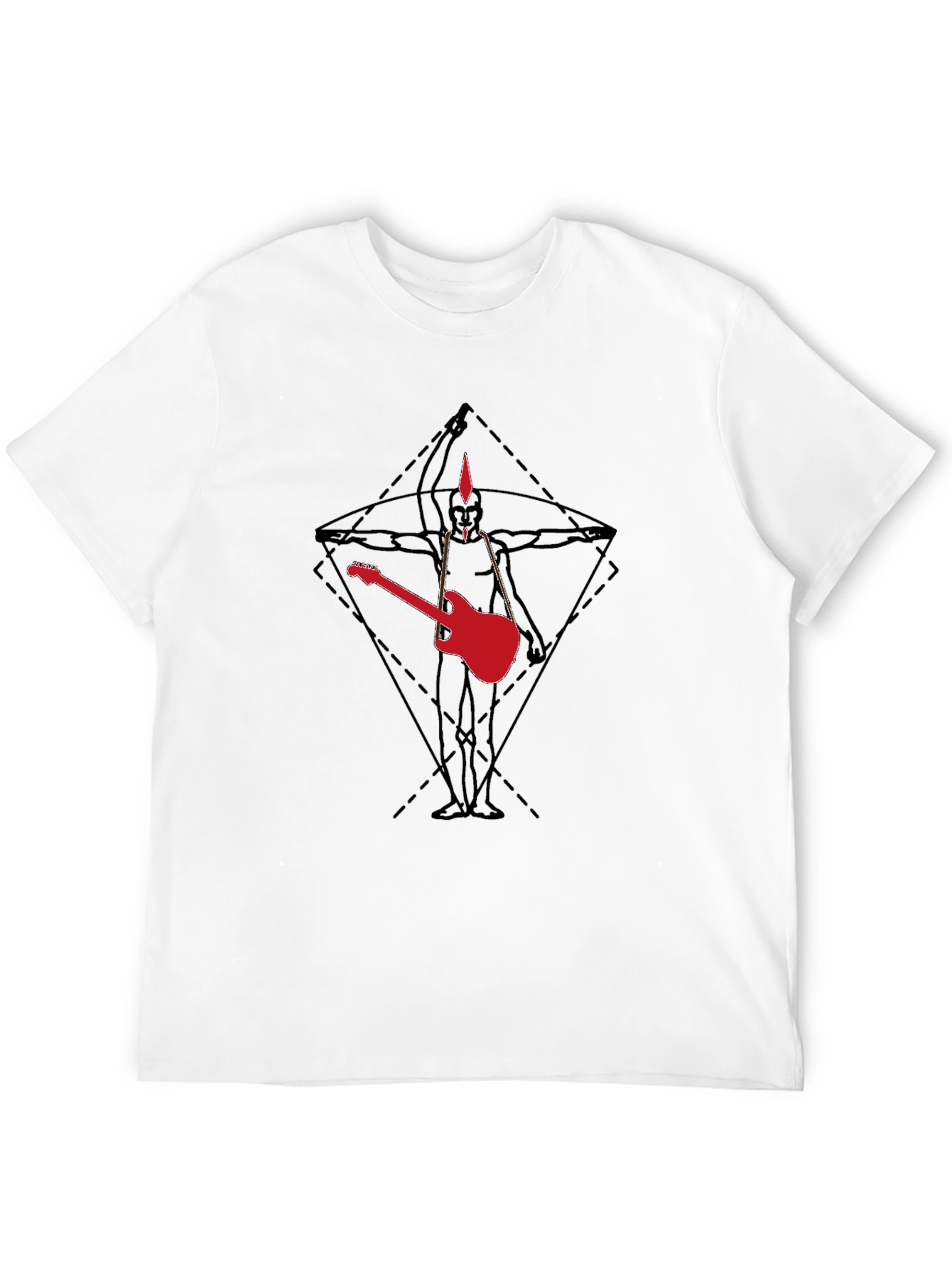 Geometric Guitar Graphic Tee - Black