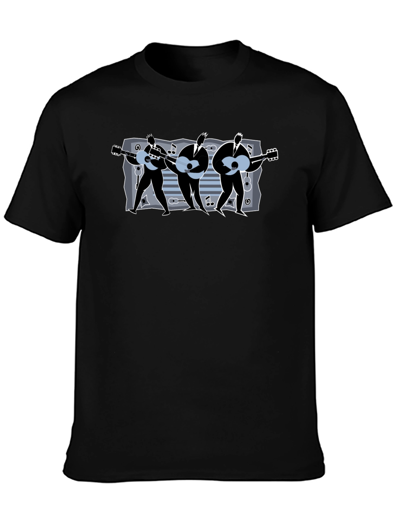 Guitar Trio T-Shirt: Musical Mens Black Tee